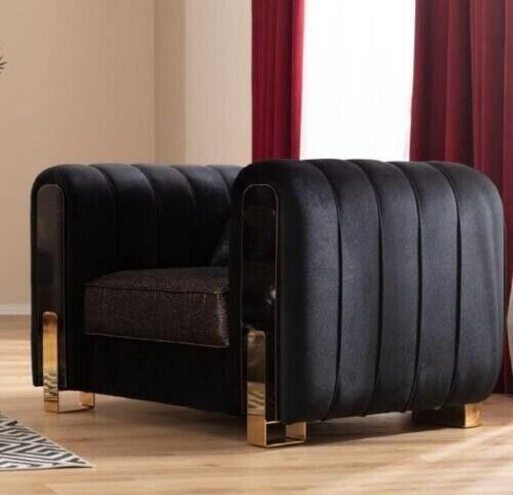 ohne 3-Sitzer Europa Luxus (2-St., Moderne JVmoebel 1x Dreisitzer Couchgarnitur Sessel Made Sessel Wohnzimmer-Set Stoffsofas 1x Luxus, in + Set Couchtisch),