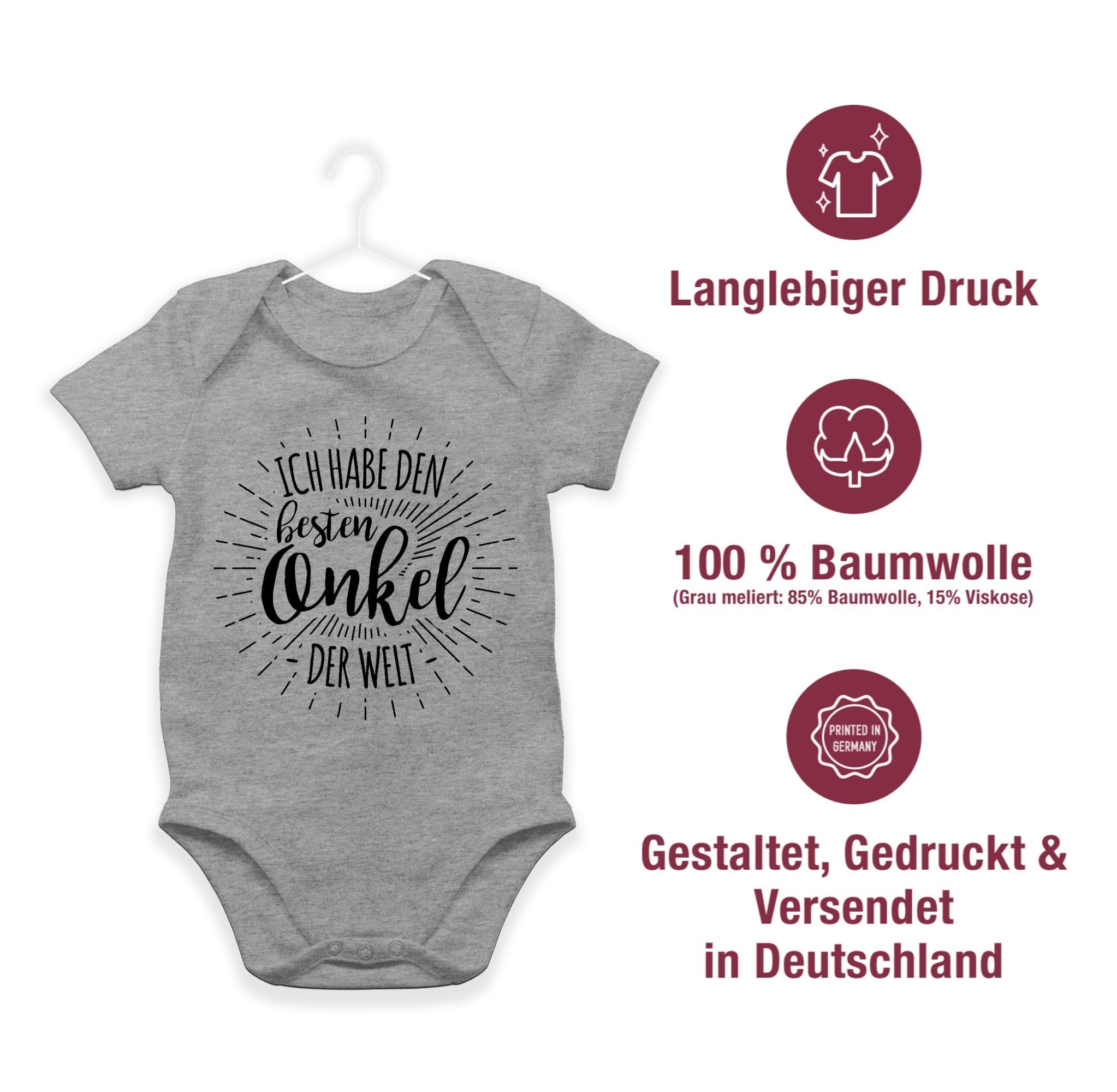 Shirtbody Welt den 2 der Shirtracer Ich meliert besten Baby Sprüche Grau habe Onkel