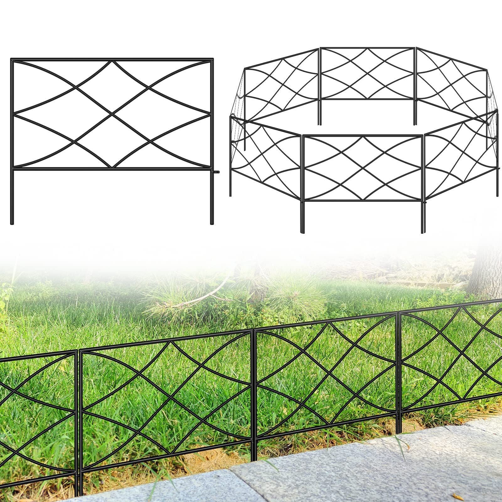 Thealyn Gartenzaun 40 cm x 2,8 m, schwarz, für Beet & Hof, Metall, (5-St), Weiter Einsatzbereich