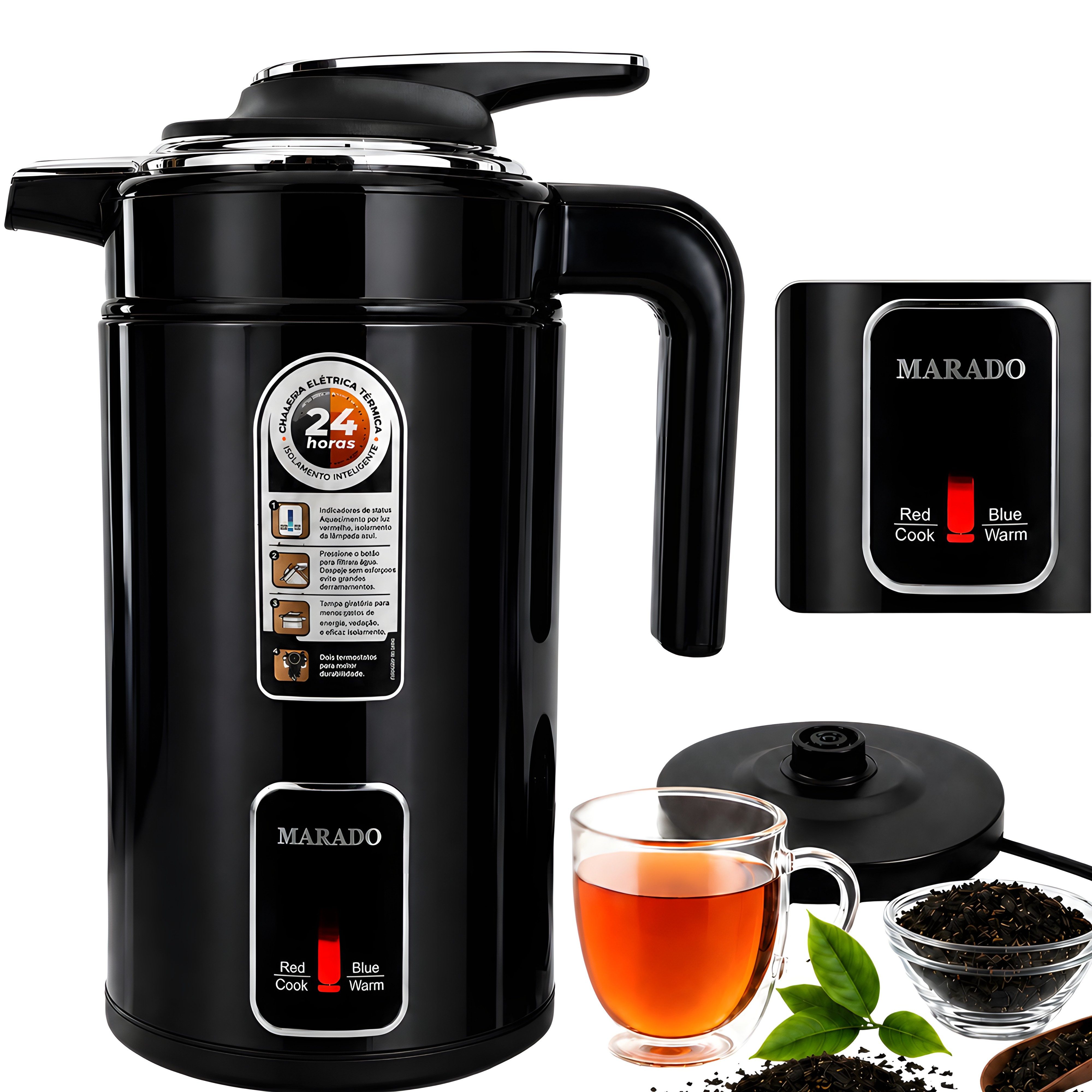 VERK GROUP Wasserkocher Kabelloser Wasserkocher mit integrierter Thermoskanne, 1,7 l, 1500 W, 1,7l, 1500 W, automatische Abschaltung