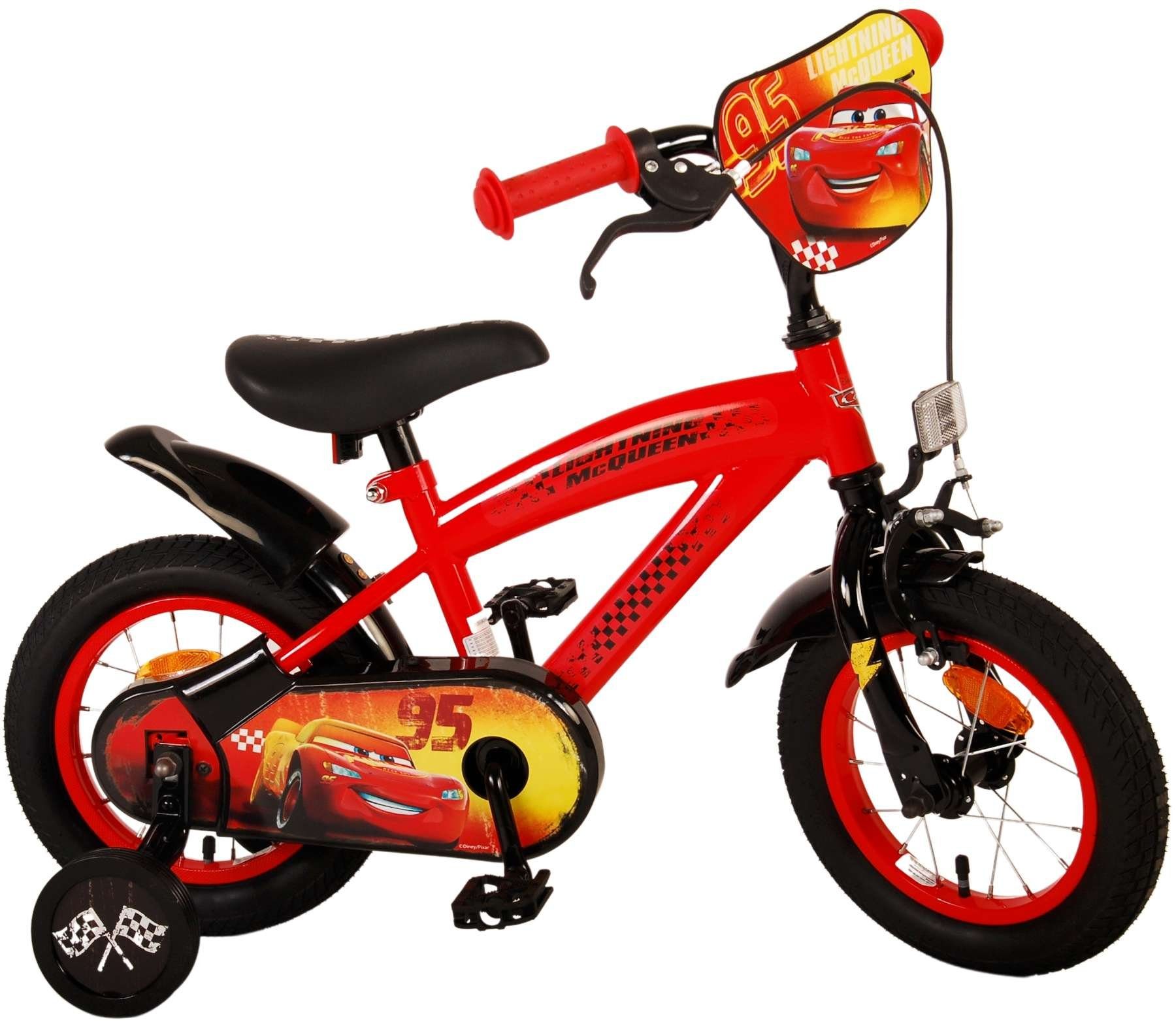 TPFSports Kinderfahrrad Disney Cars 12 Zoll, 1 Gang, (Jungs Fahrrad - Rutschfeste Sicherheitsgriffe), Kinder Fahrrad 12 Zoll mit Stützräder Laufrad Jungen Kinderrad