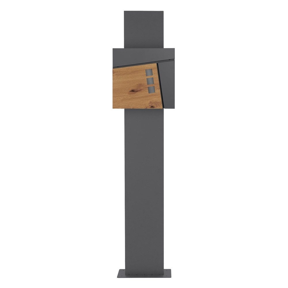 ML-DESIGN Standbriefkasten Wandbriefkasten Briefkasten Postkasten mit Zeitungsfach inkl. Standfuß, Briefkastenanlage mit Standfuß Anthrazit 170 cm Mailbox mit Pfosten