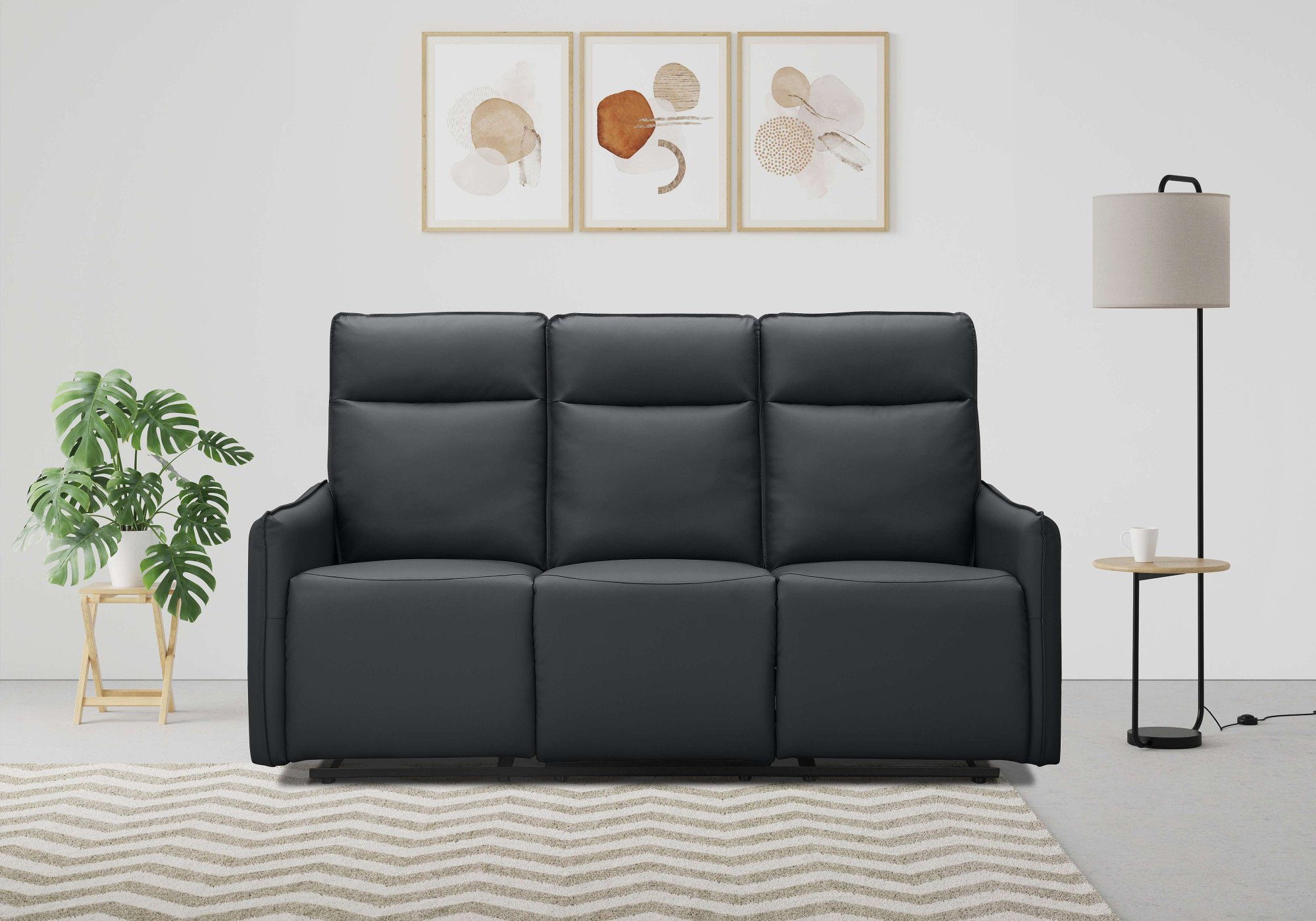 Dorel Home 3-Sitzer Lugo, Kinosofa mit Reclinerfunktion in Kunstleder und Webstoff, mit manueller Relaxfunktion in 2 Sitzen