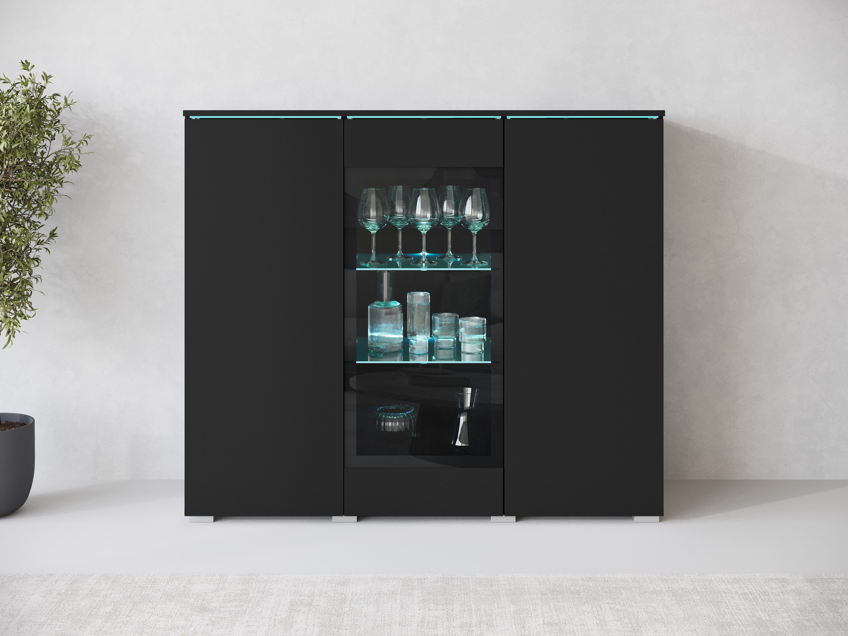 INOSIGN Highboard Vera, Highboard mit 4 Türen, 9 Fächern, verglasten Türen