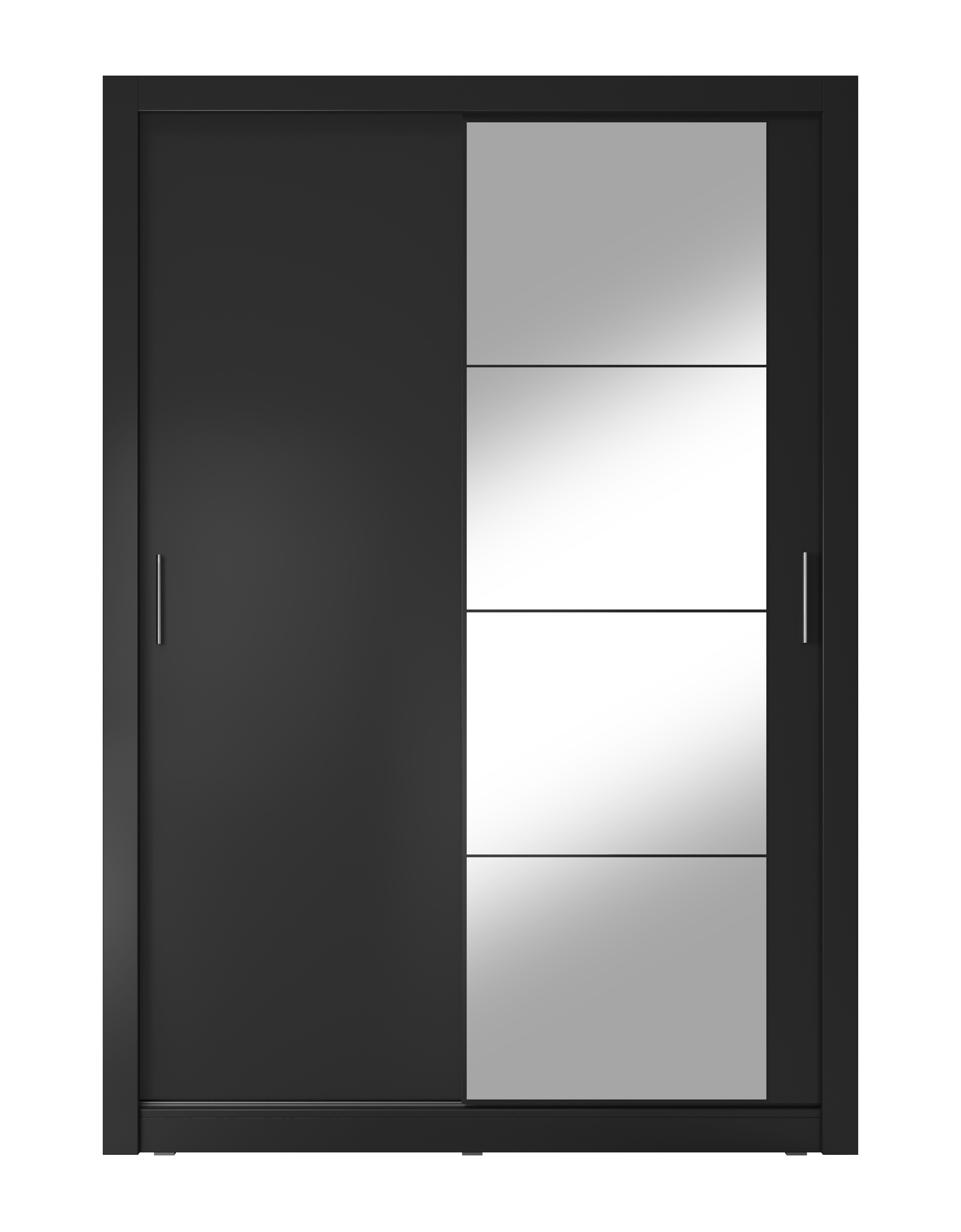 Compleo Kleiderschrank ARTI 04 auf praktische 7 Mehrweckschrank mit Regalen Art, 150 cm Schwarz Schränke Spiegel, Moderne