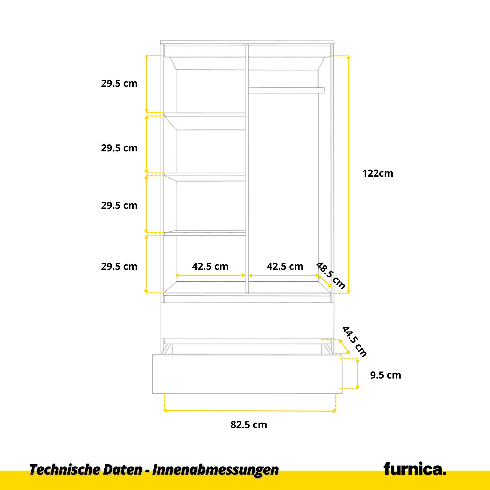 Furnica Kleiderschrank weiß matt Garderobe, 2 Türen und 2 Schubladen H180cm B90cm T50cm – Bild 5 von 5