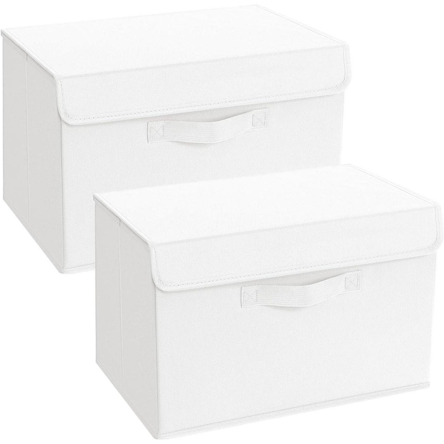 LuxusKollektion Faltbox Aufbewahrungsboxen Deckel faltbar Griff Stoff 2 Stück Hellweiß