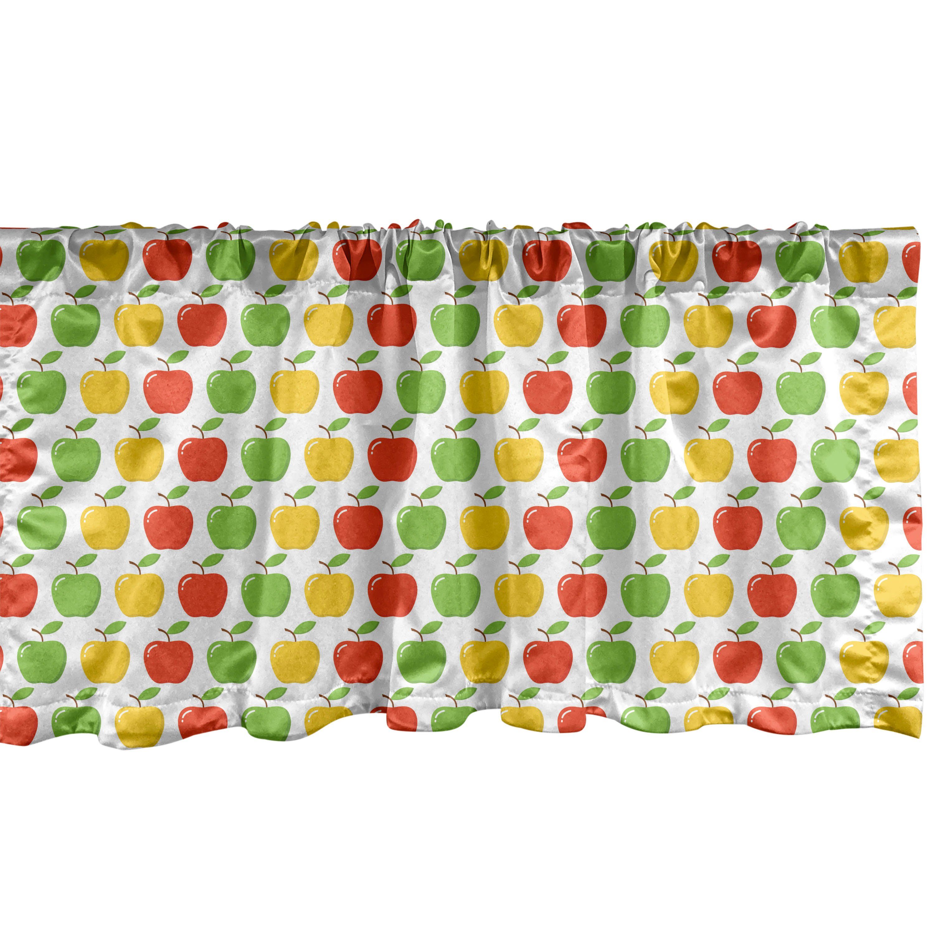 und Abakuhaus, Äpfel Scheibengardine Dekor Sommer Schlafzimmer für Bunt Vorhang Küche Volant Stangentasche, Microfaser, mit Blätter