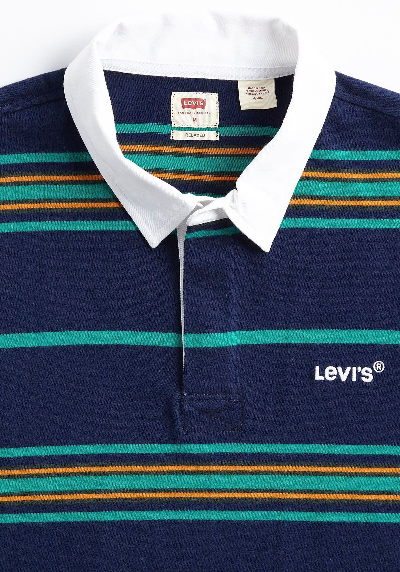 Levi's® Langarm-Poloshirt UNION RUGBY ocean MUL-COL cavern stripe