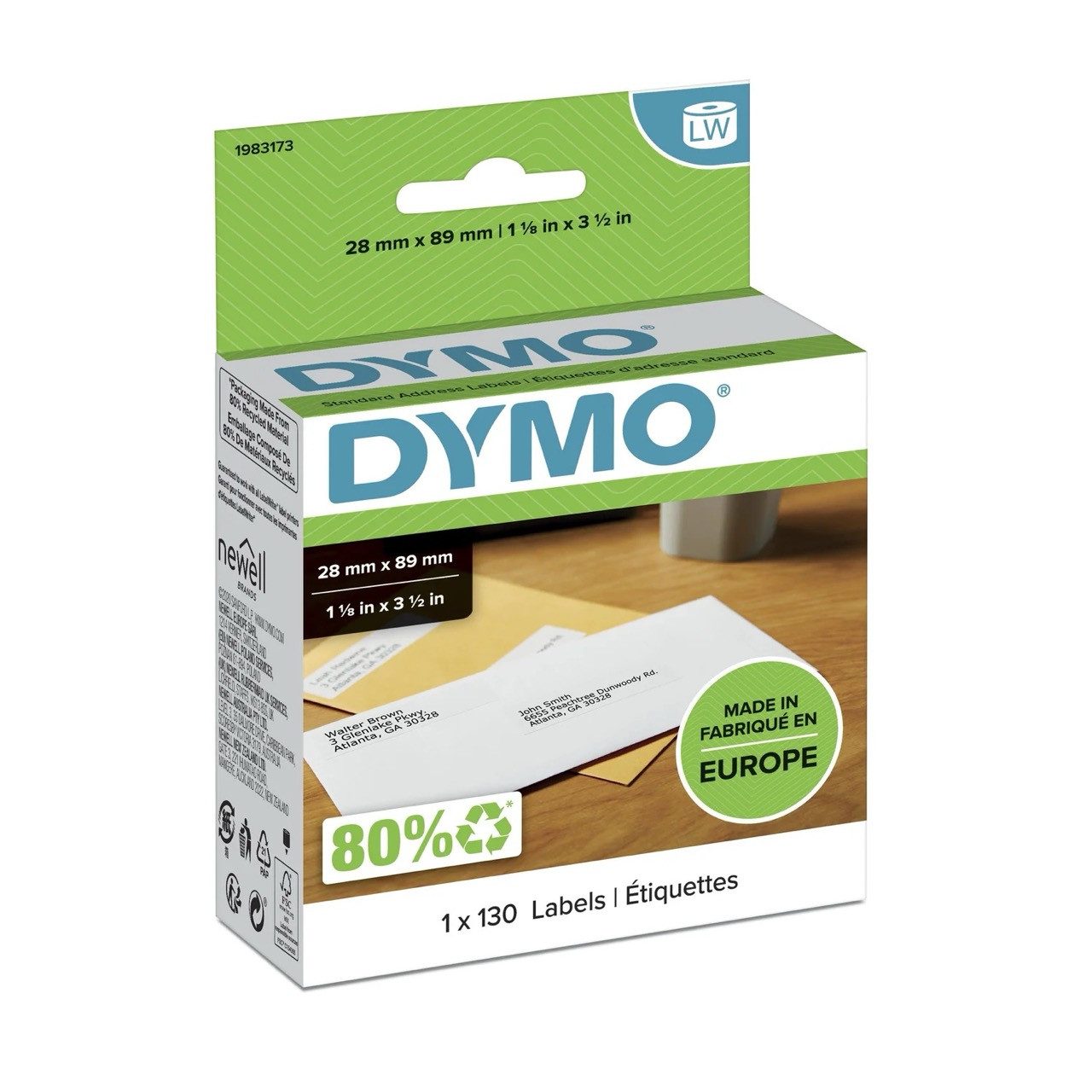 DYMO Etikettenrolle DYMO LW-Adressetiketten 28x 89mm 130StRolle, selbstklebend, permanent haftend