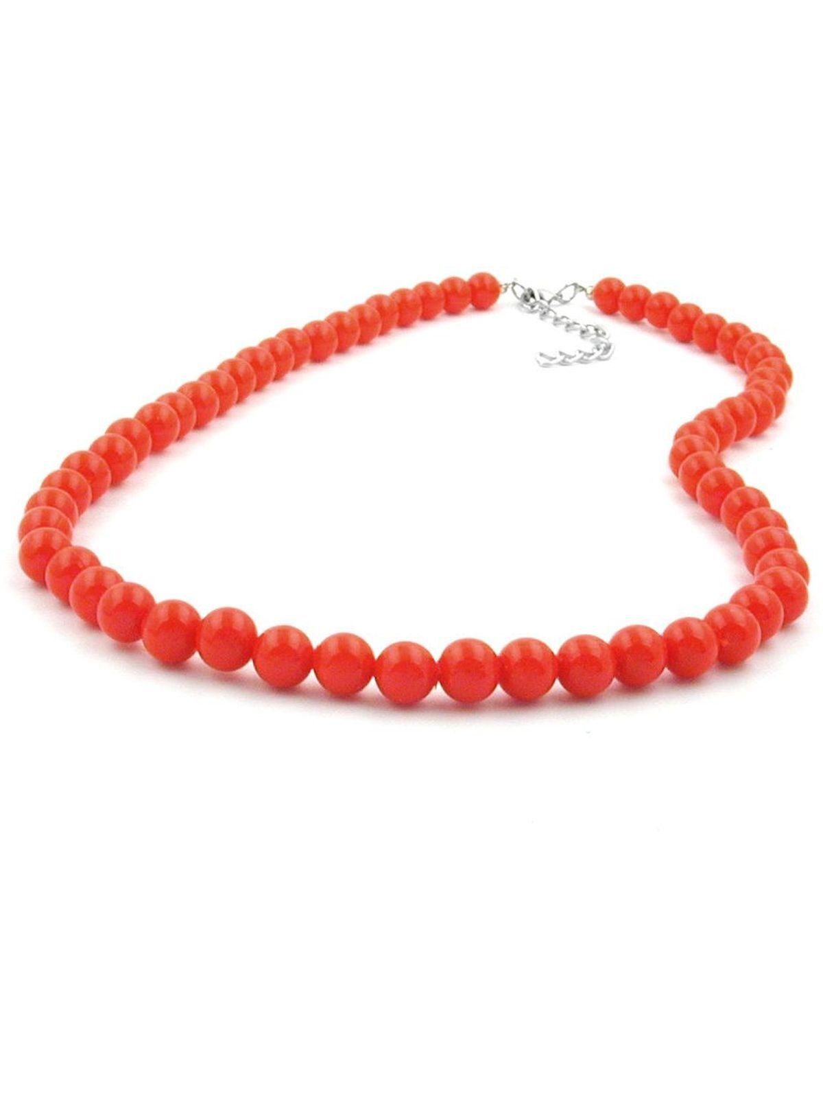Gallay Perlenkette 8mm Kunststoffperlen orange-rot-glänzend 55cm (1-tlg)