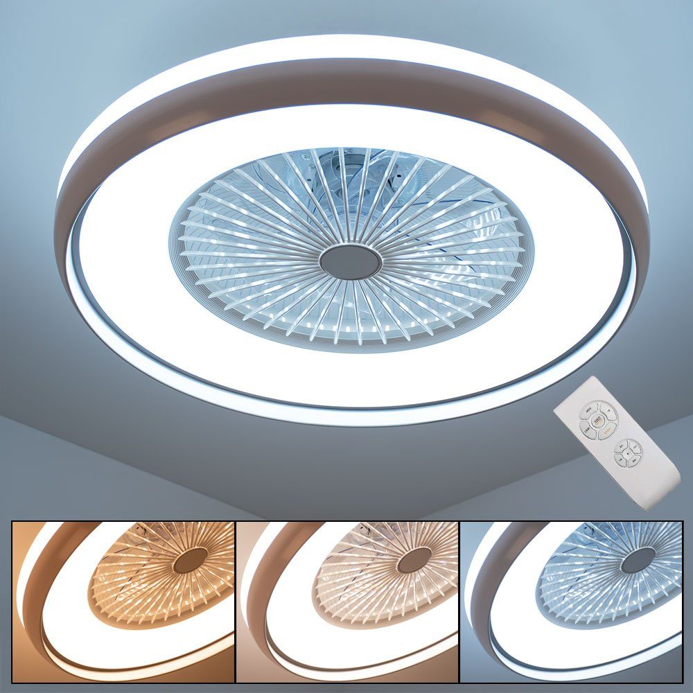 etc-shop Deckenventilator, LED Decken Ventilator Leuchte Fernbedienung Tageslicht Lampe Timer