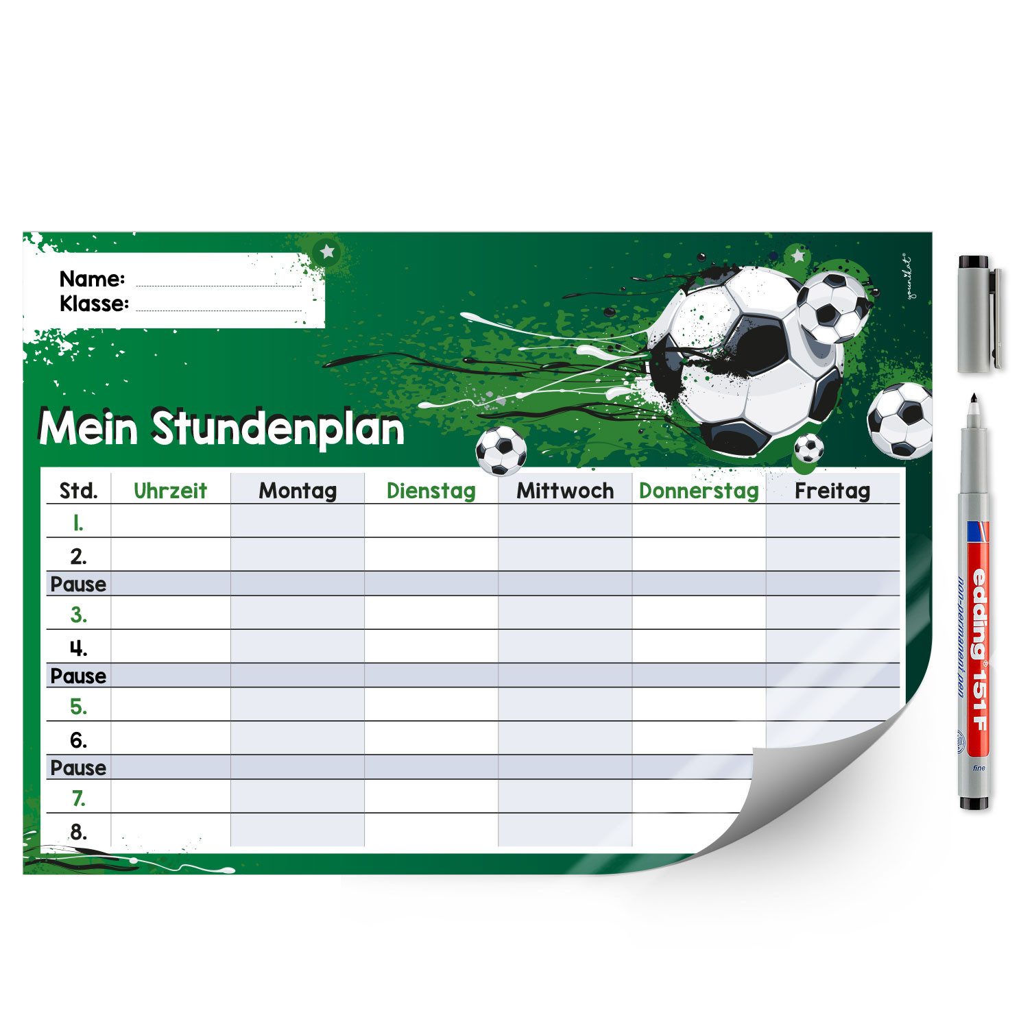younikat Schülerkalender younikat Stundenplan I inkl. Stift I wiederbeschreibbar I dv642, Selbstklebend