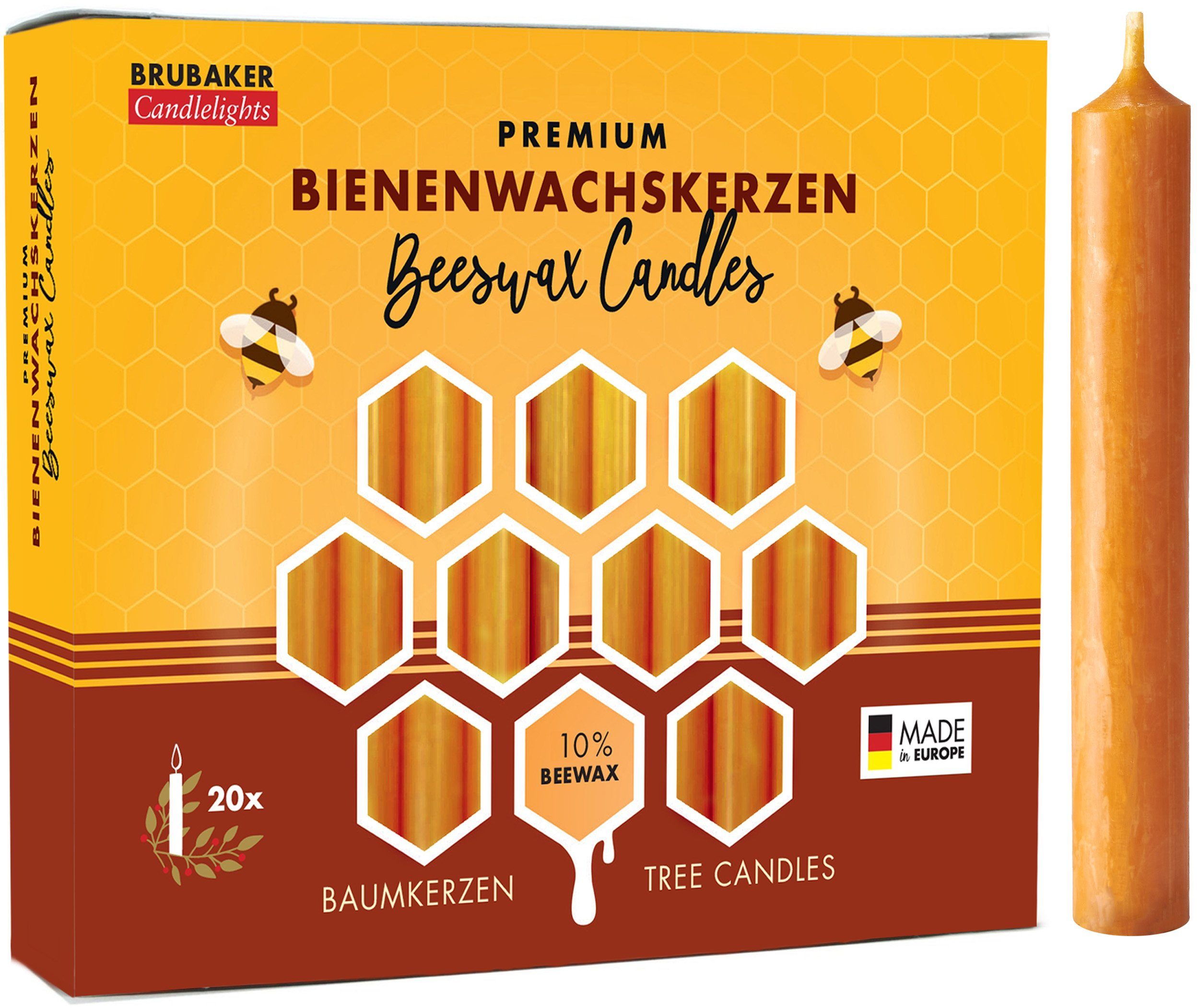 BRUBAKER Bienenwachskerze Honig-gelbe Baumkerzen aus echtem günstig online kaufen