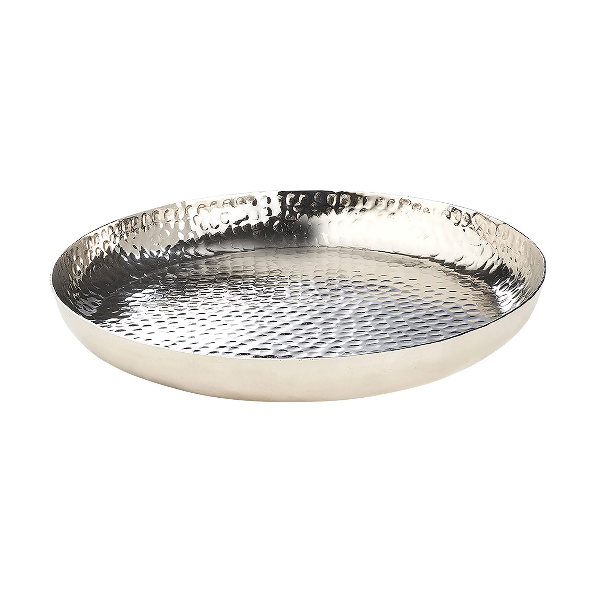 Kobolo Tablett Tablett Dekoschale silber gehämmert 34cm, Aluminium