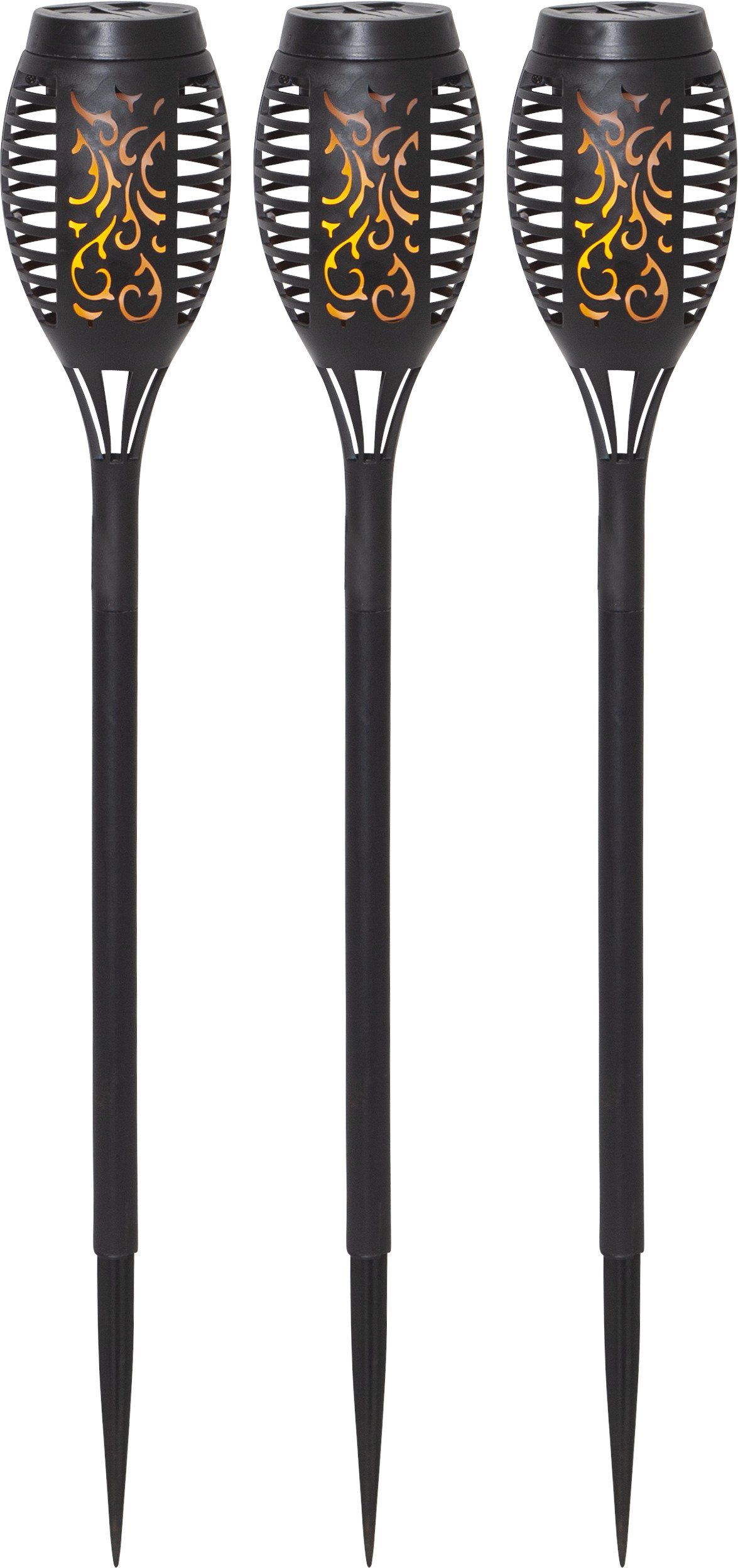 STAR TRADING LED Gartenfackel Star Mini"", 3er Set", schwarz