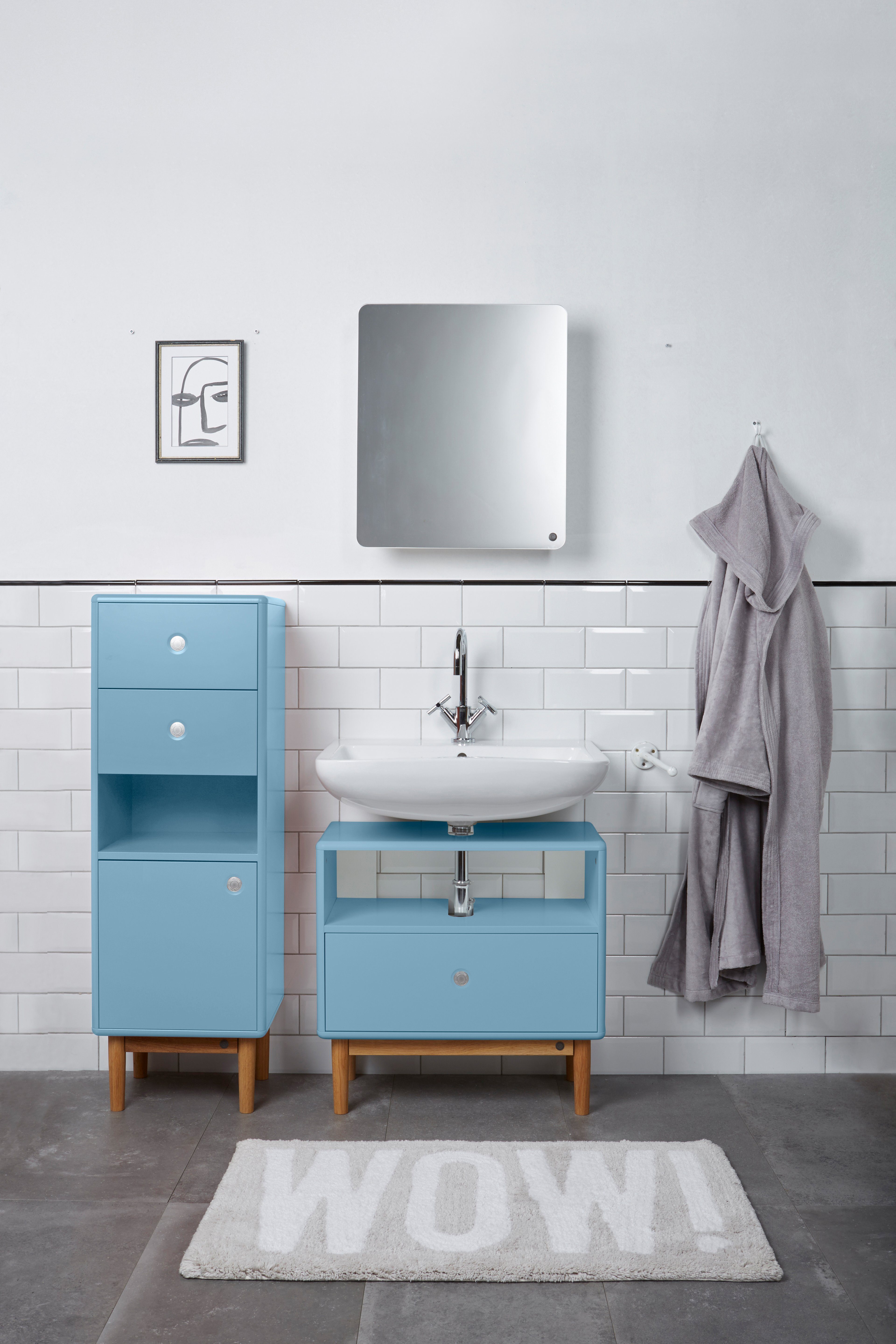TOM TAILOR HOME Badspiegel COLOR BATH - Small Mirror mit Tür - in vielen Farben, mit Stauraum, Tür mit gerundeten Ecken – rare Einzelstücke