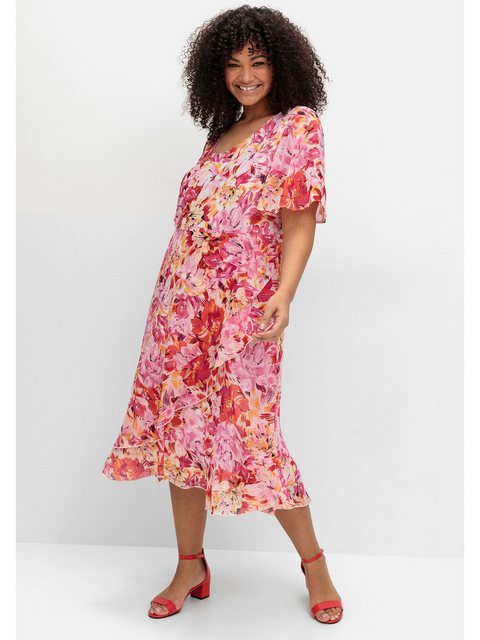 sheego by Joe Browns Chiffonkleid Große Größen mit Blumendruck und Flügelär günstig online kaufen