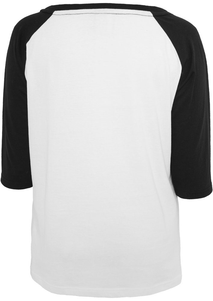URBAN CLASSICS Kurzarmshirt Damen Tee white/black Ladies Contrast 3/4 Raglan (1-tlg)