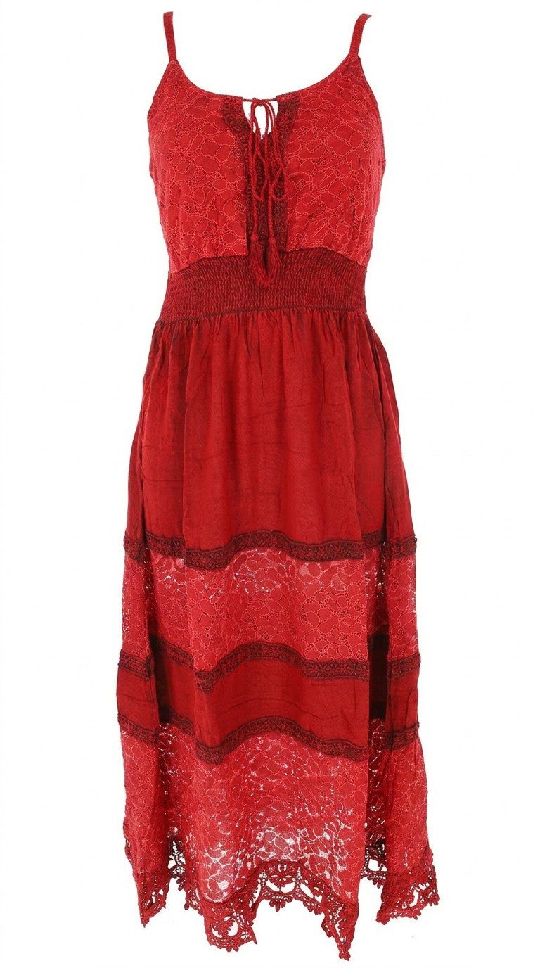 Guru-Shop Midikleid Besticktes Boho Sommerkleid, langes besticktes.. alternative Bekleidung