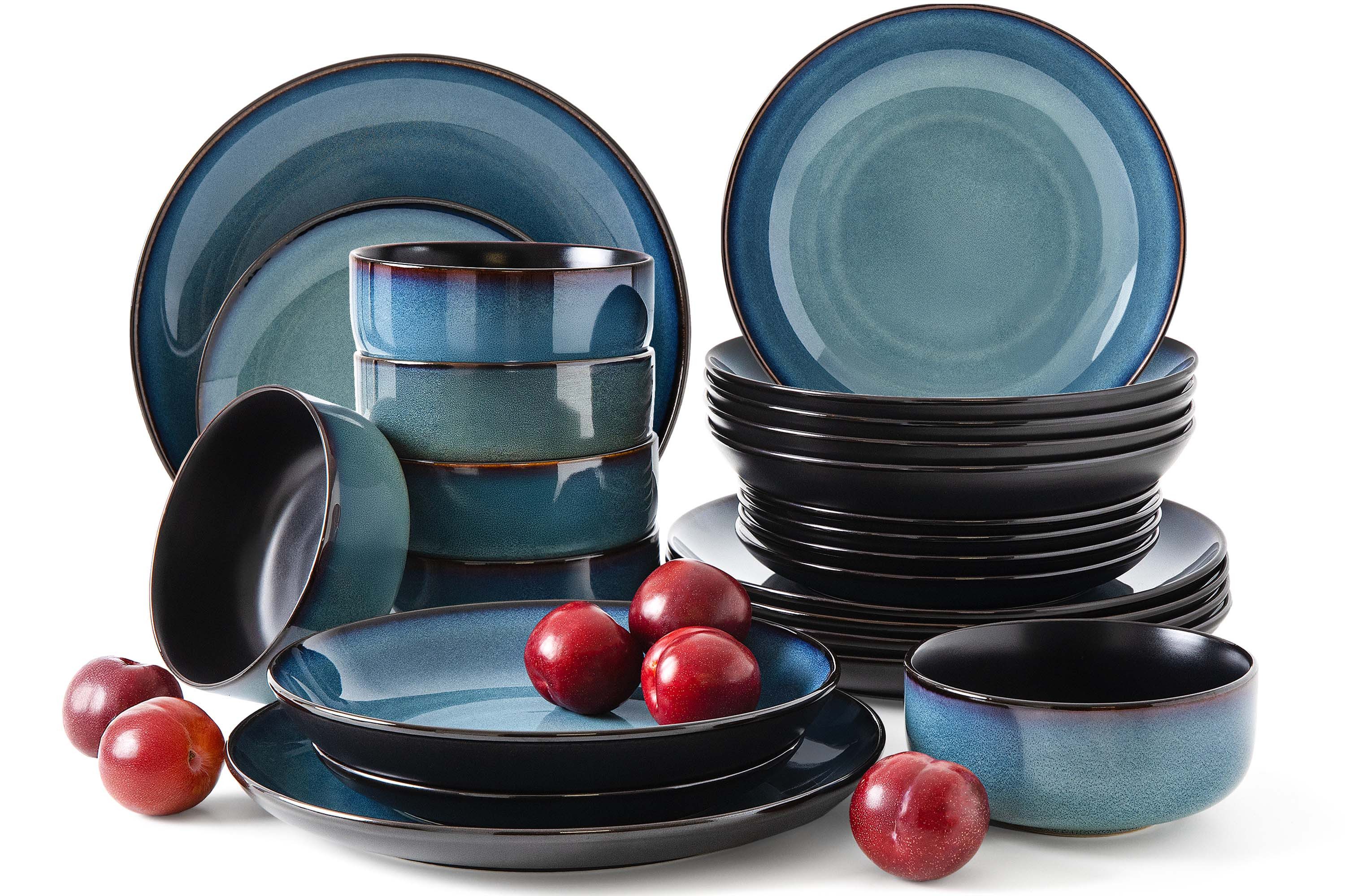 Ritzenhoff & Breker Комбіноване обслуговування RITZENHOFF & BREKER BALI Geschirrset, Сервірування столу, Reaktivglasur (24-tlg), 6 Personen, Steinzeug, spülmaschinengeeignet, mikrowellengeeignet, jedes Stück ein Unikat