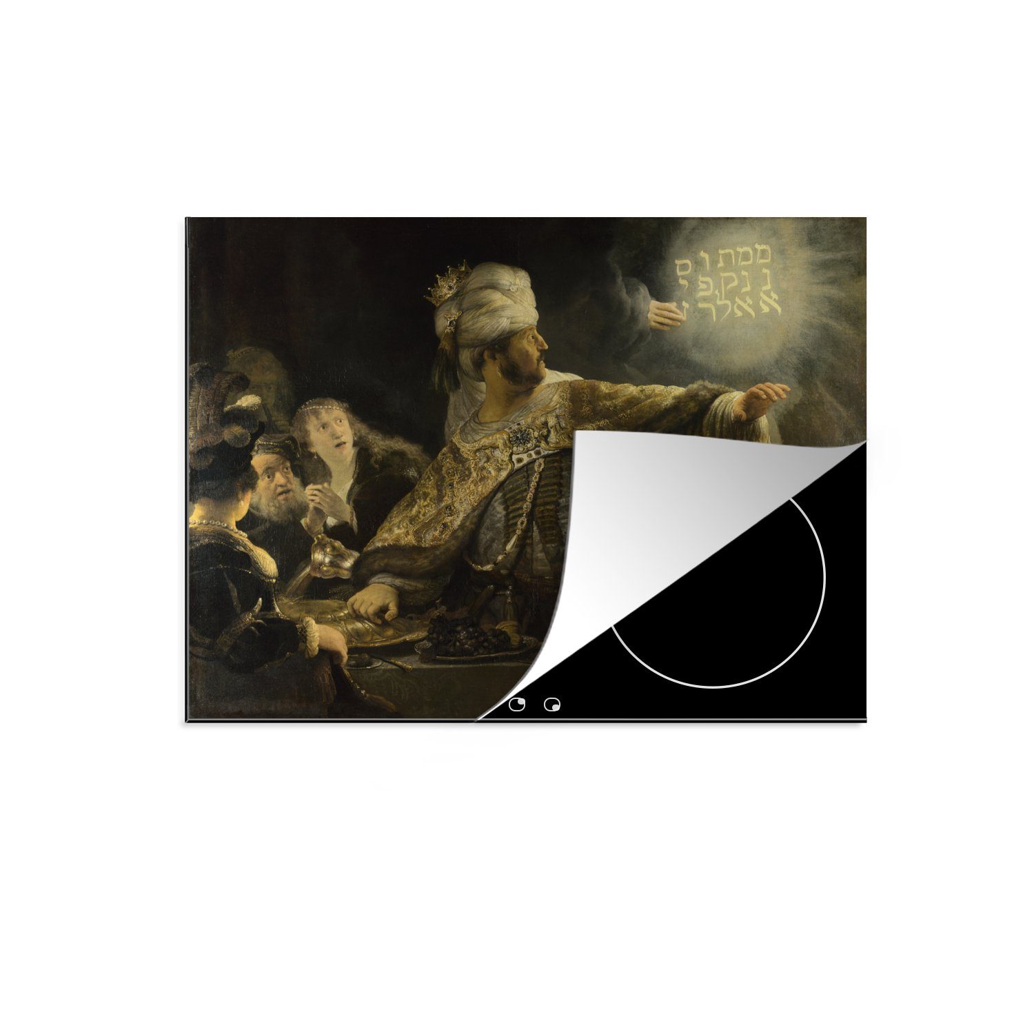 Herdblende-/Abdeckplatte Induktionsmatte - küche, cm, van Festmahl Rijn, (1 Vinyl, Rembrandt für 59x52 Das die MuchoWow Ceranfeldabdeckung Belsazar tlg), des