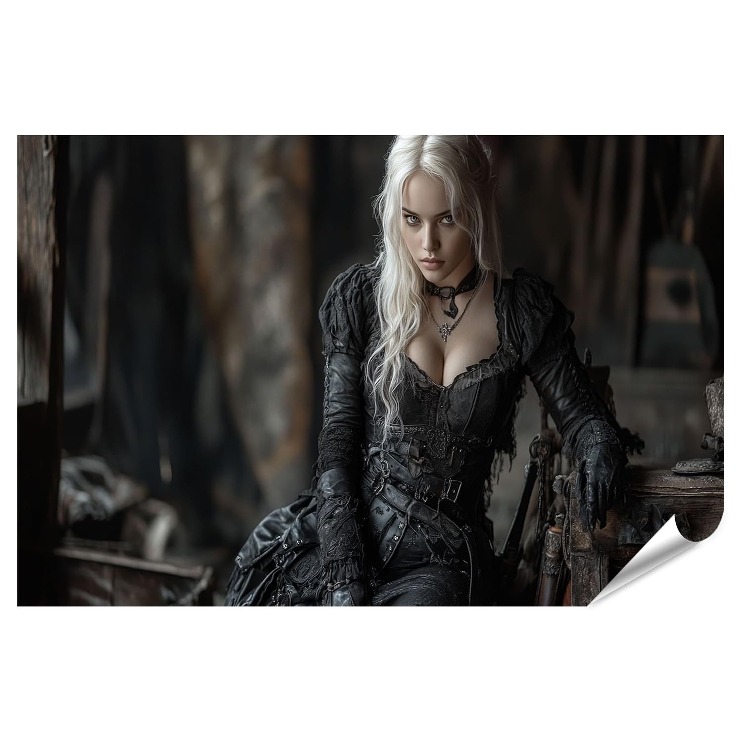 islandburner Poster Frau in mittelalterlichem Gothik Kleid Fotodruck