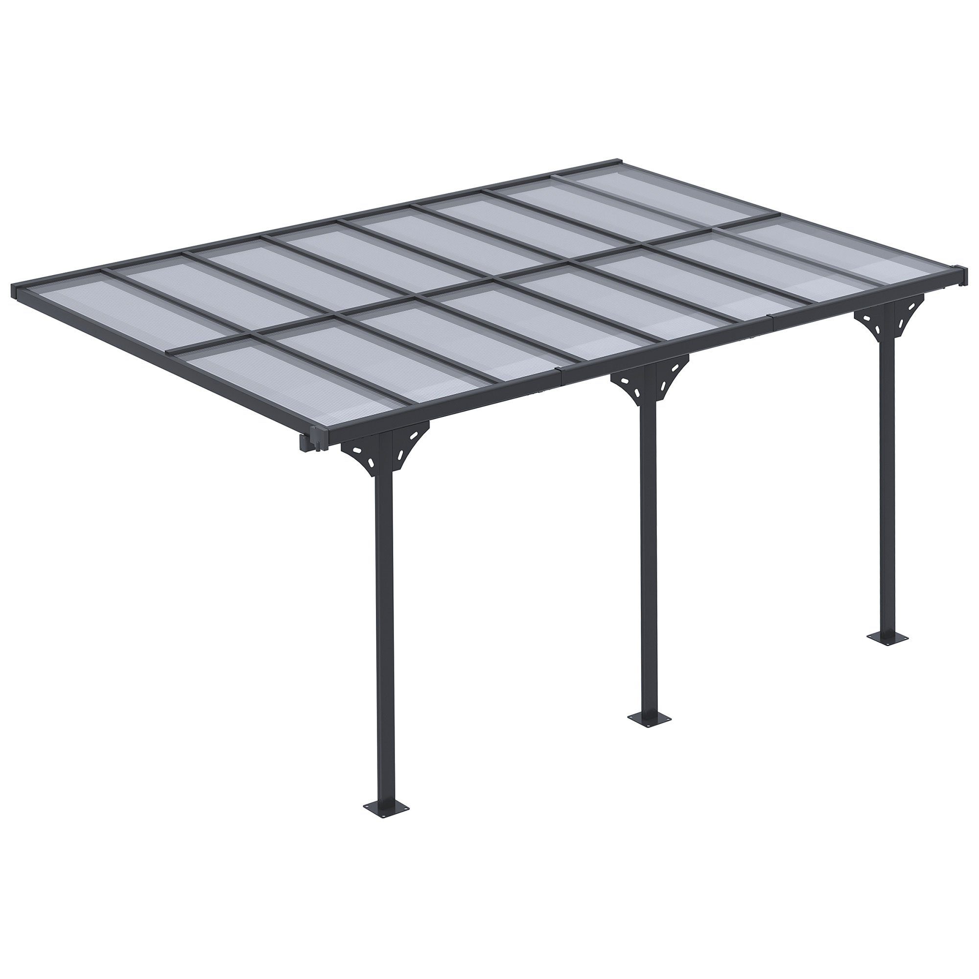 Outsunny Pavillon Sonnenschutz, Terrassendach, Anbaupavillion, mit günstig online kaufen