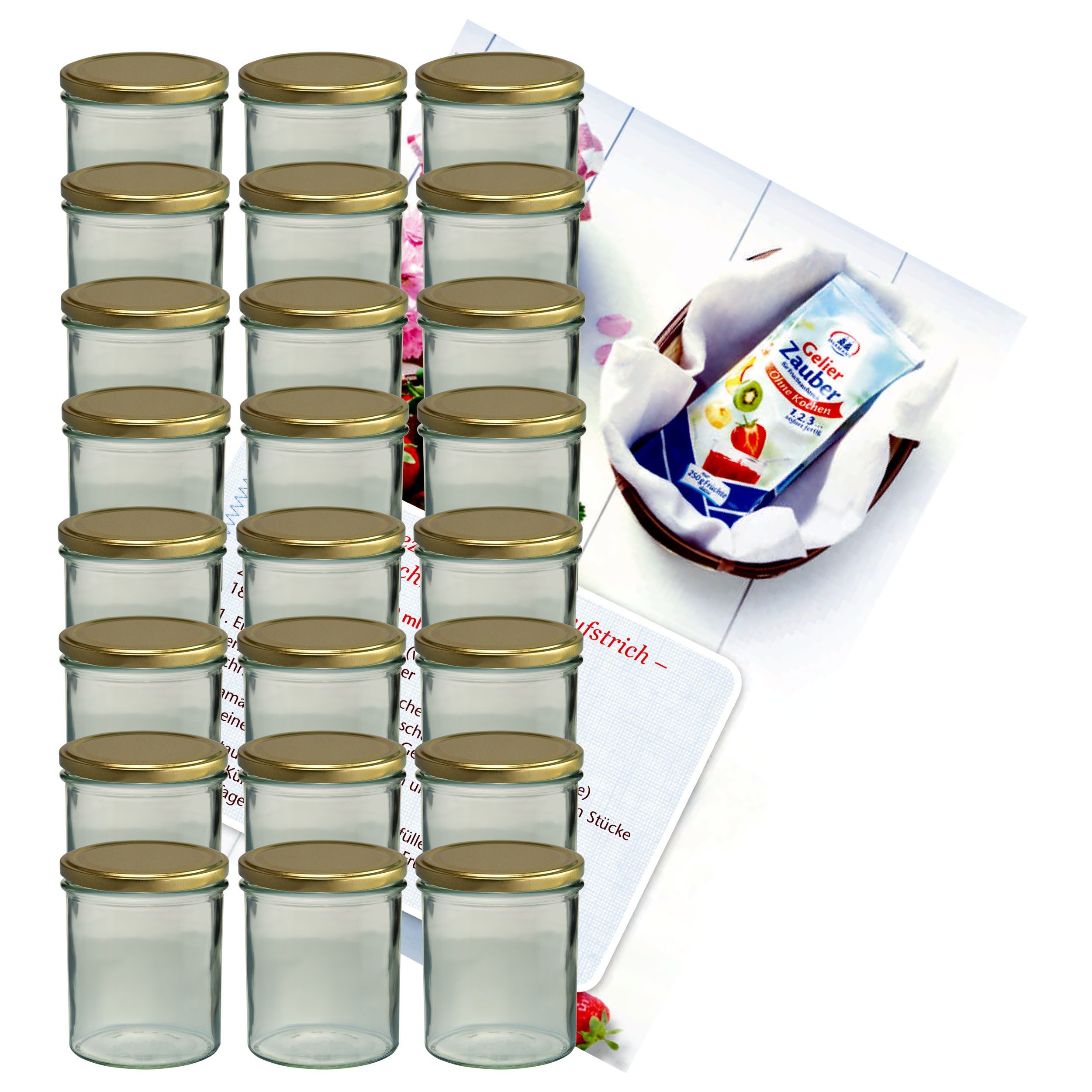MamboCat Einmachglas 24er Set Sturzglas 350 ml Marmeladenglas To 82 goldener Deckel, Glas