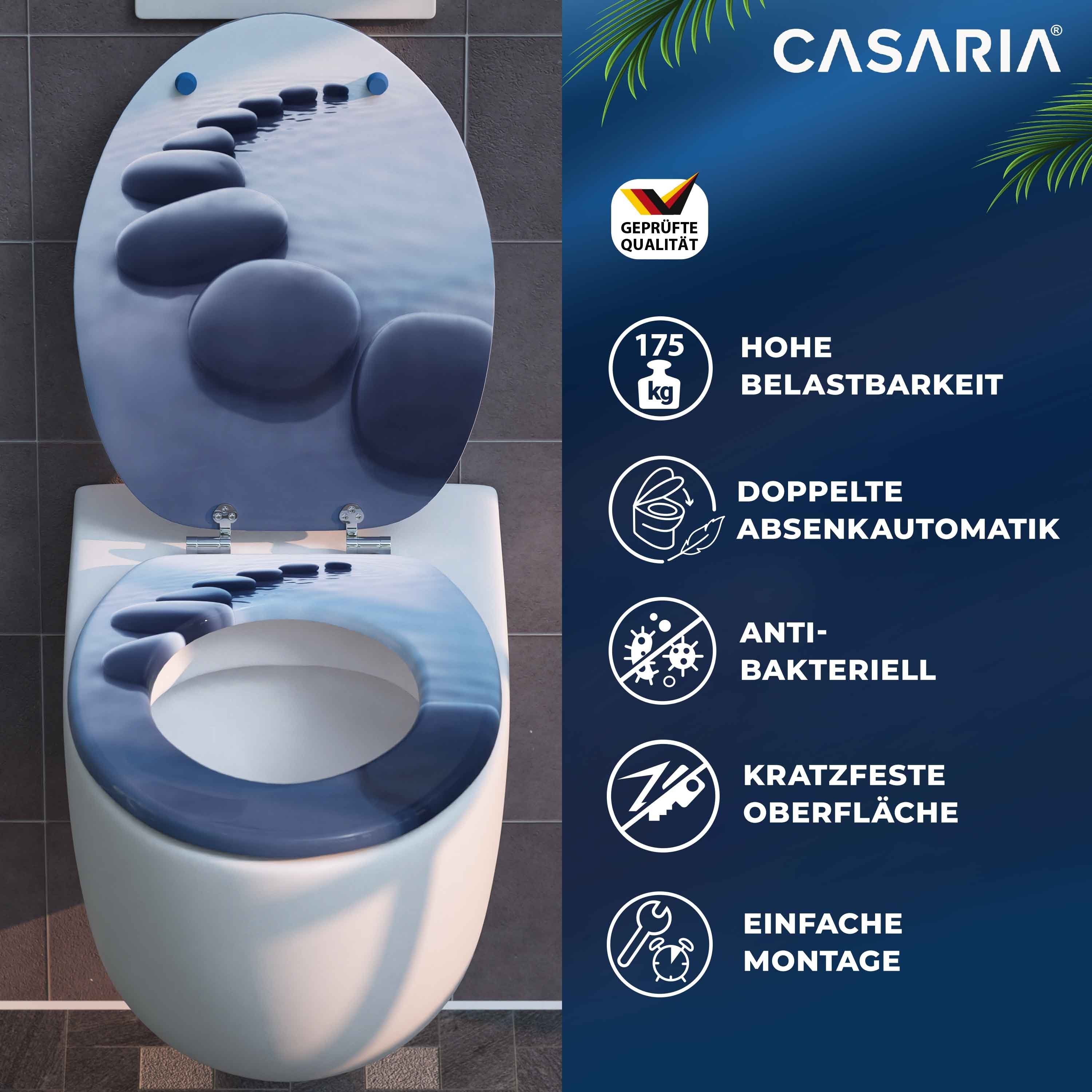 Casaria WC-Sitz, Doppelte Absenkautomatik MDF Holz hygienisch Toilettensitz günstig online kaufen