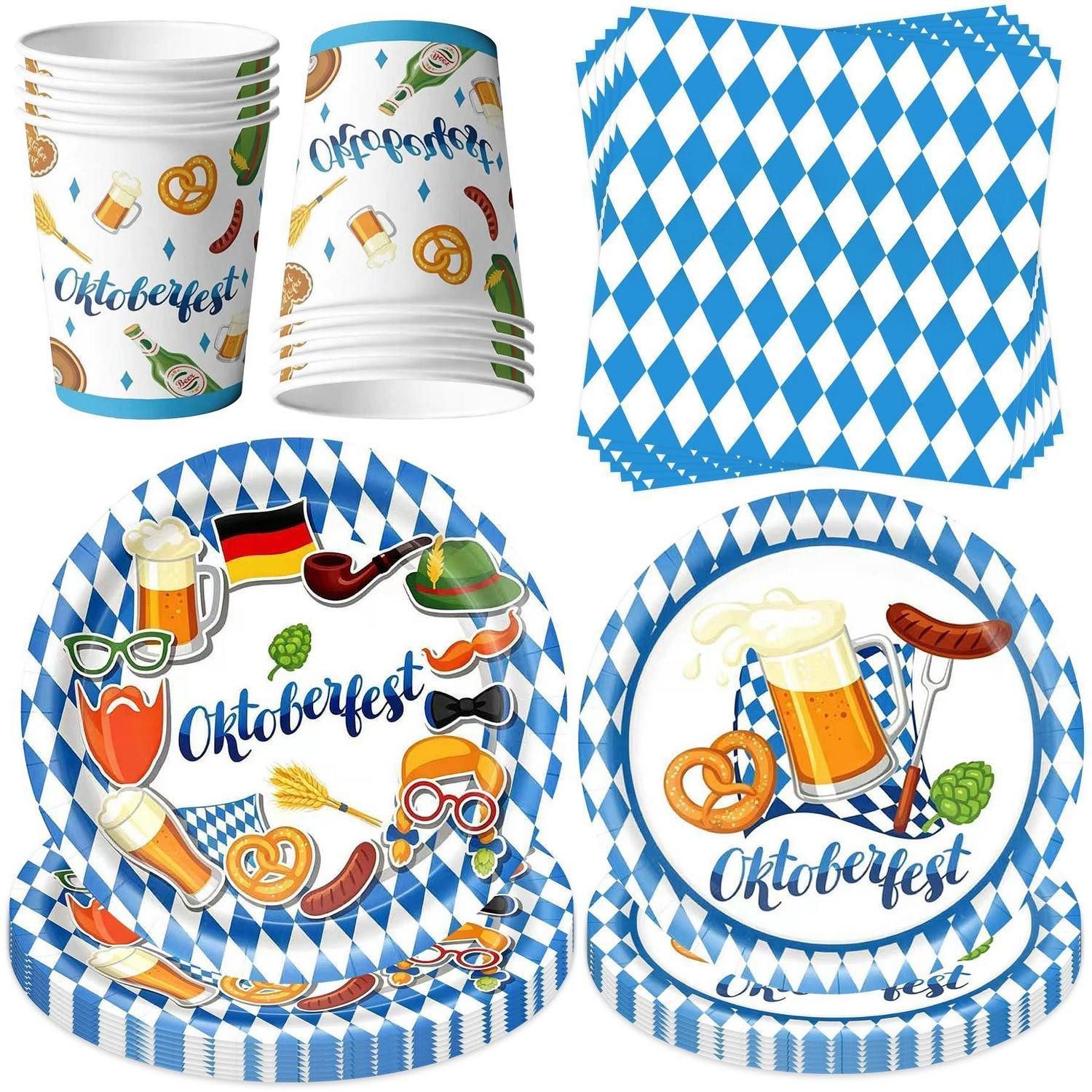 LuxusKollektion Pappteller Oktoberfest Geschirr Set Lavendel 50tlg, (50 St)