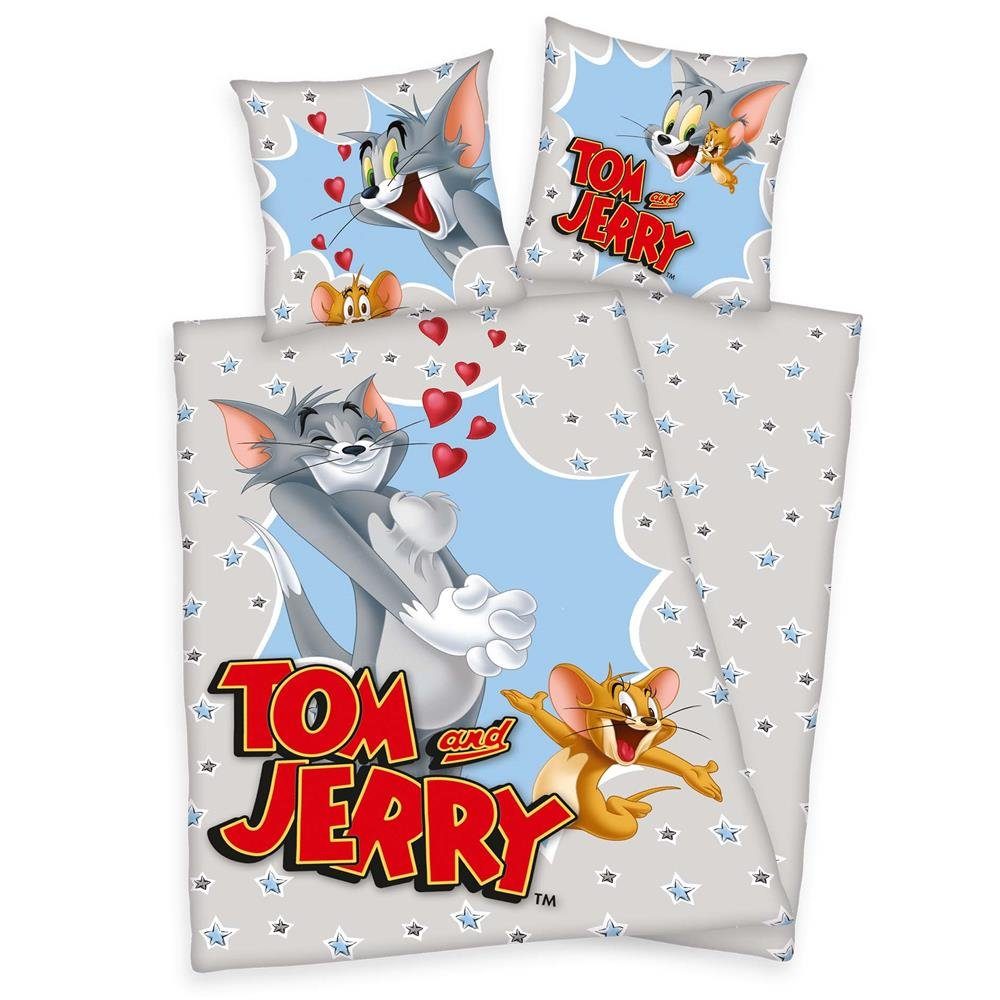 Wendebettwäsche Tom & Jerry, Herding, Baumwolle, 2 teilig, 135x200cm Bettbezug 80x80cm Kissenbezug