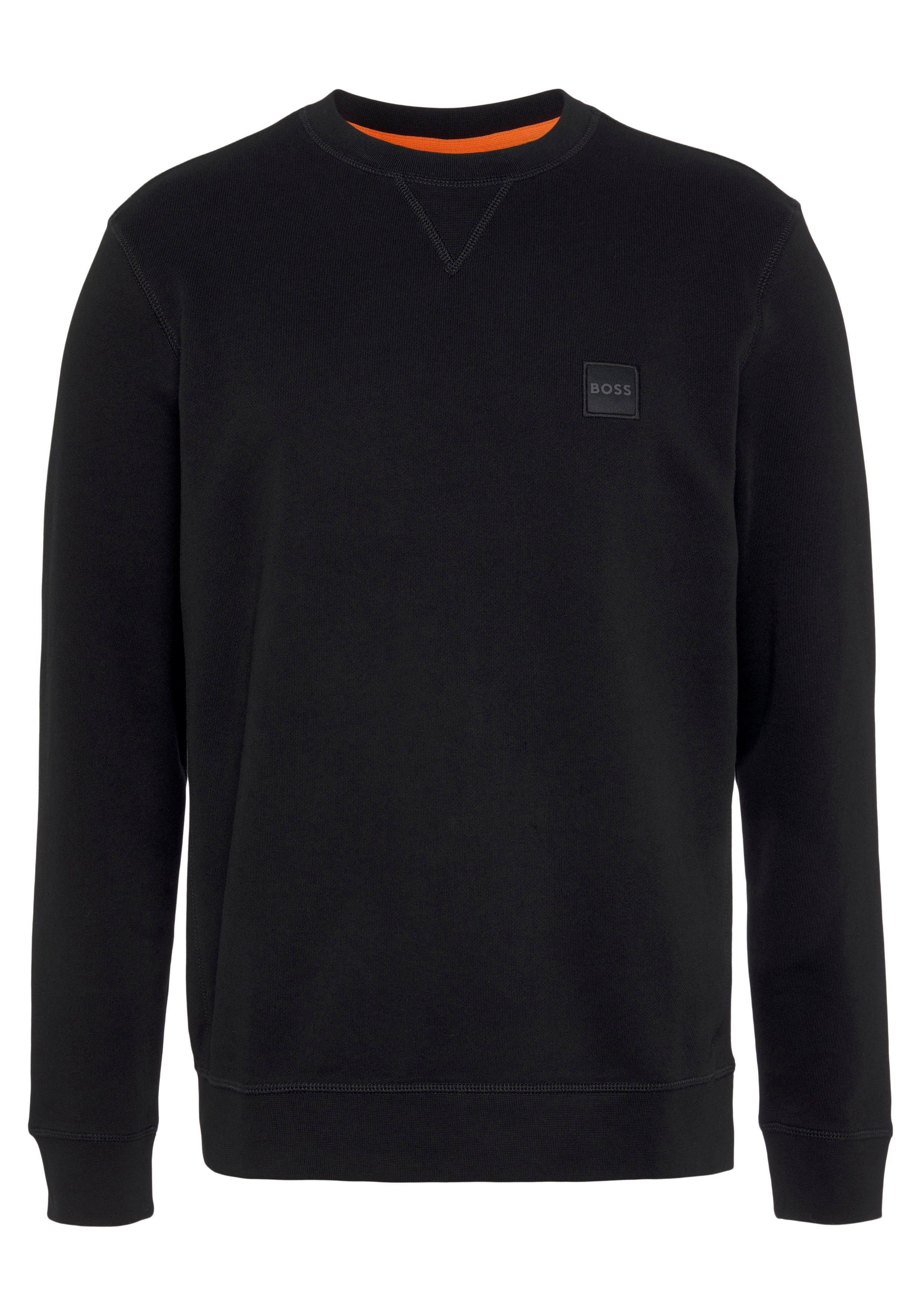 Westart BOSS ORANGE aufgesticktem mit Sweatshirt black001 Logo BOSS