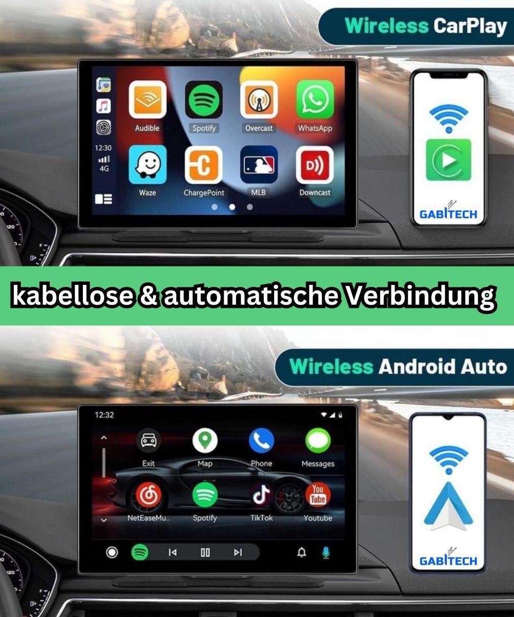 Auto Länder), Android (19 Apple und Verbindung, Carplay automatisch, LKW 7 Wohnmobil Navi für (Zentraleuropa Sprachsteuerung Navigationsgerät Zoll GABITECH Smartphones,autom. Bluetooth) für Smartscreen
