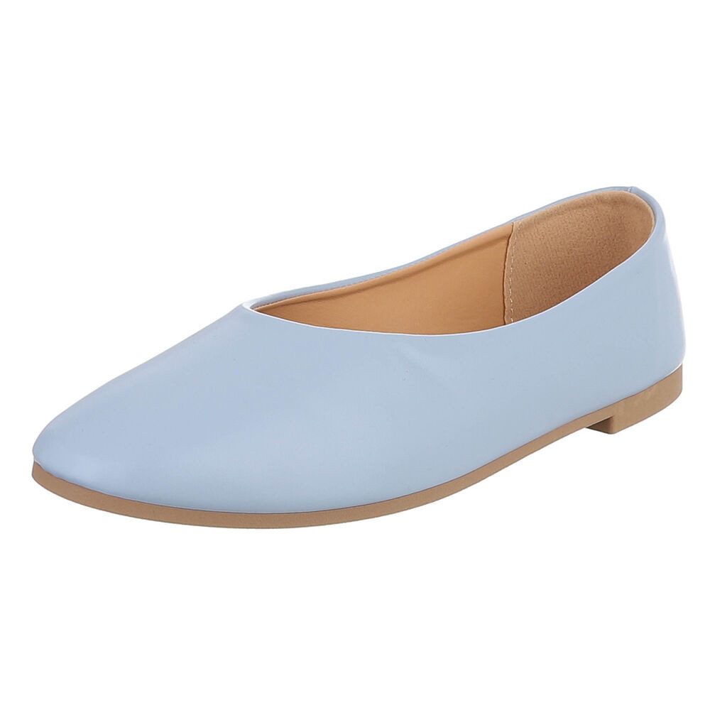 Ital-Design Minimalistische Damen Ballerinas für Alltag und Freizeit Ballerina (91554514) Blockabsatz Klassische Ballerinas in Hellblau