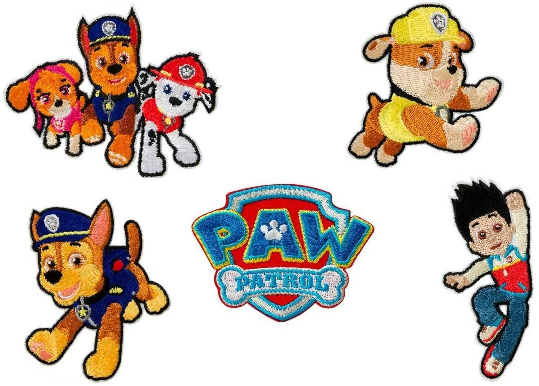 Mono-Quick Aufnäher Bügelbild, Aufbügler, Applikationen, Patches, Flicken, zum aufbügeln, Polyester, Paw Patrol © Set 5 Stück Chase Marshall Skye