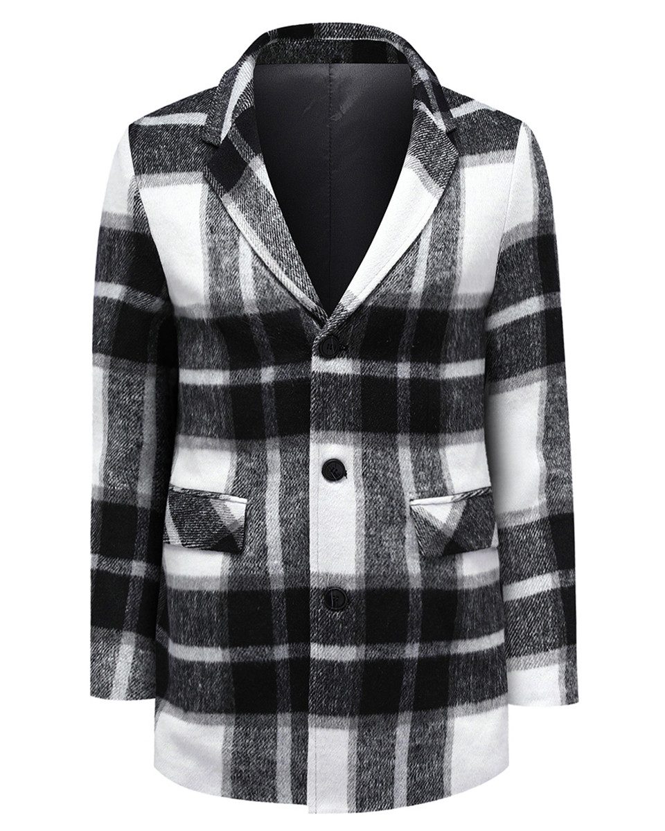 Allthemen Wollmantel mit Karomuster Kurzmantel im Regular Fit Warmer Winter günstig online kaufen