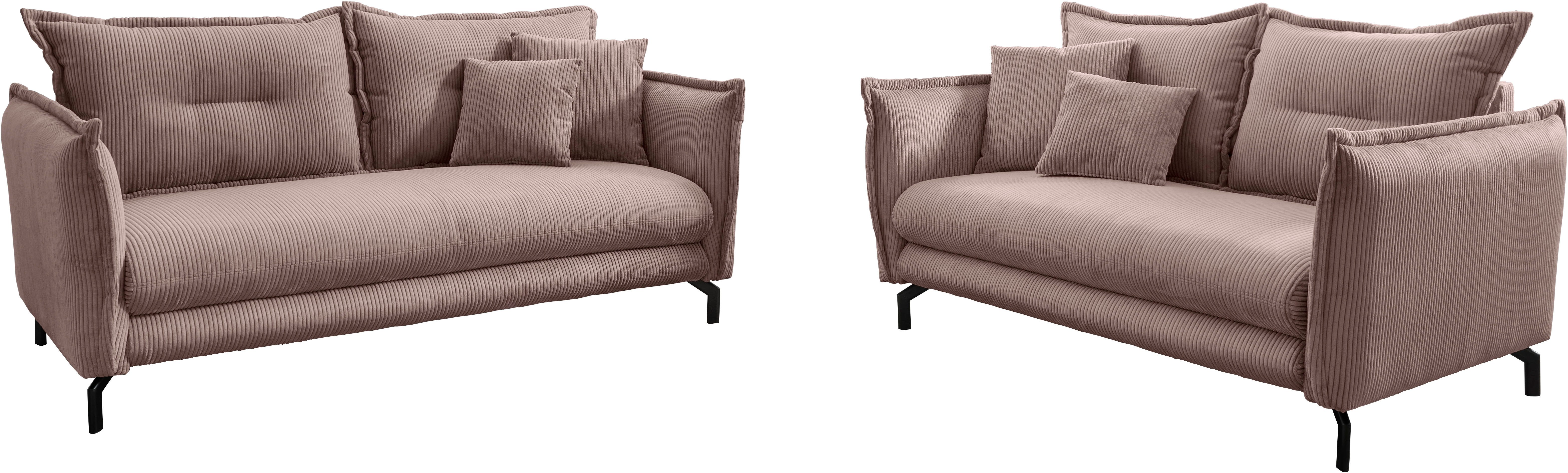 Home affaire Sitzgruppe LAVA modern und elegant, aktuelle Kissenoptik, (2-tlg., 3-Sitzer und 2-Sitzer), Armlehnen verstellbar