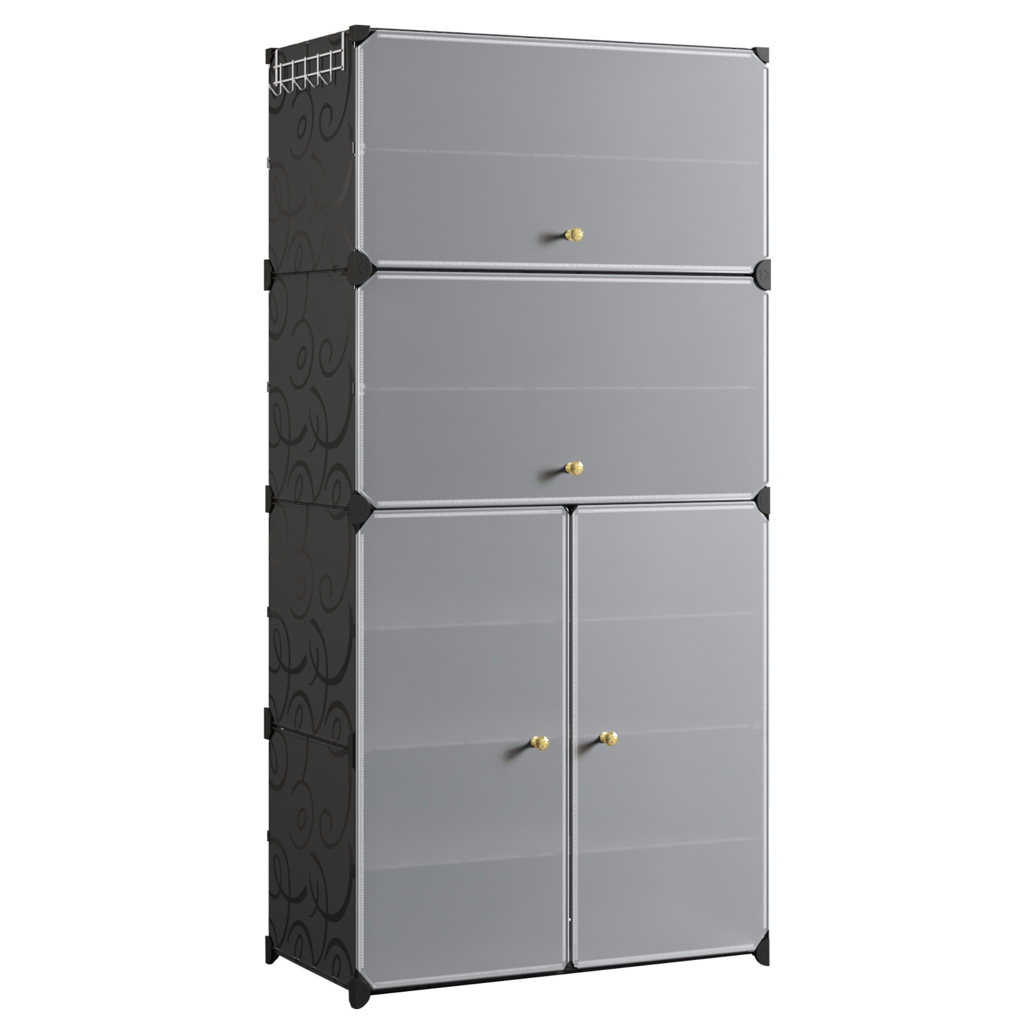 Mondeer Schuhregal Schuhschrank, mit Tür, Kunststoff, Platzsparend, 8 Ebenen für 24 Paar Schuhe