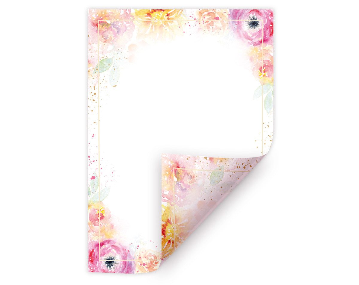 JUNAPACK Канцтовари A4 Firmenpost Briefbögen lose Druckerpapier Blumen Ostern Briefpost, Edles DIN A4 Канцтовари – Beidseitig bedruckt & vielseitig nutzbar