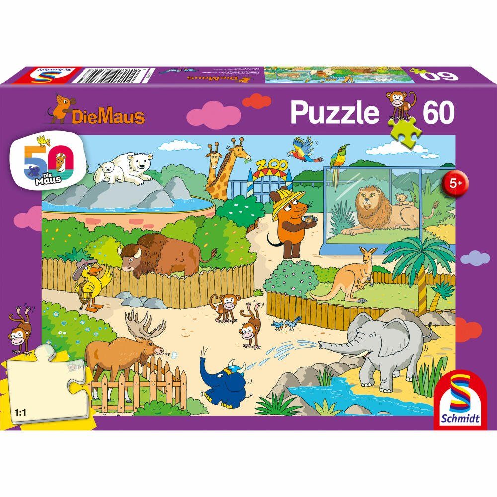 Die Puzzle Schmidt Maus Spiele 60 Puzzleteile Im Zoo,