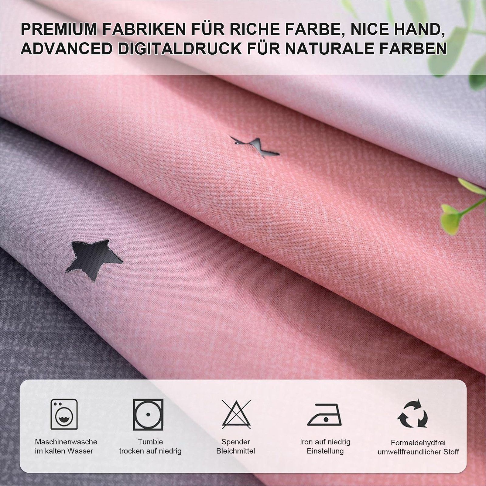 Zyronn Verdunkelungsvorhang 2er Set Curtains Farbverlauf Vorhänge Tüllvorhänge Set – Bild 2 von 5
