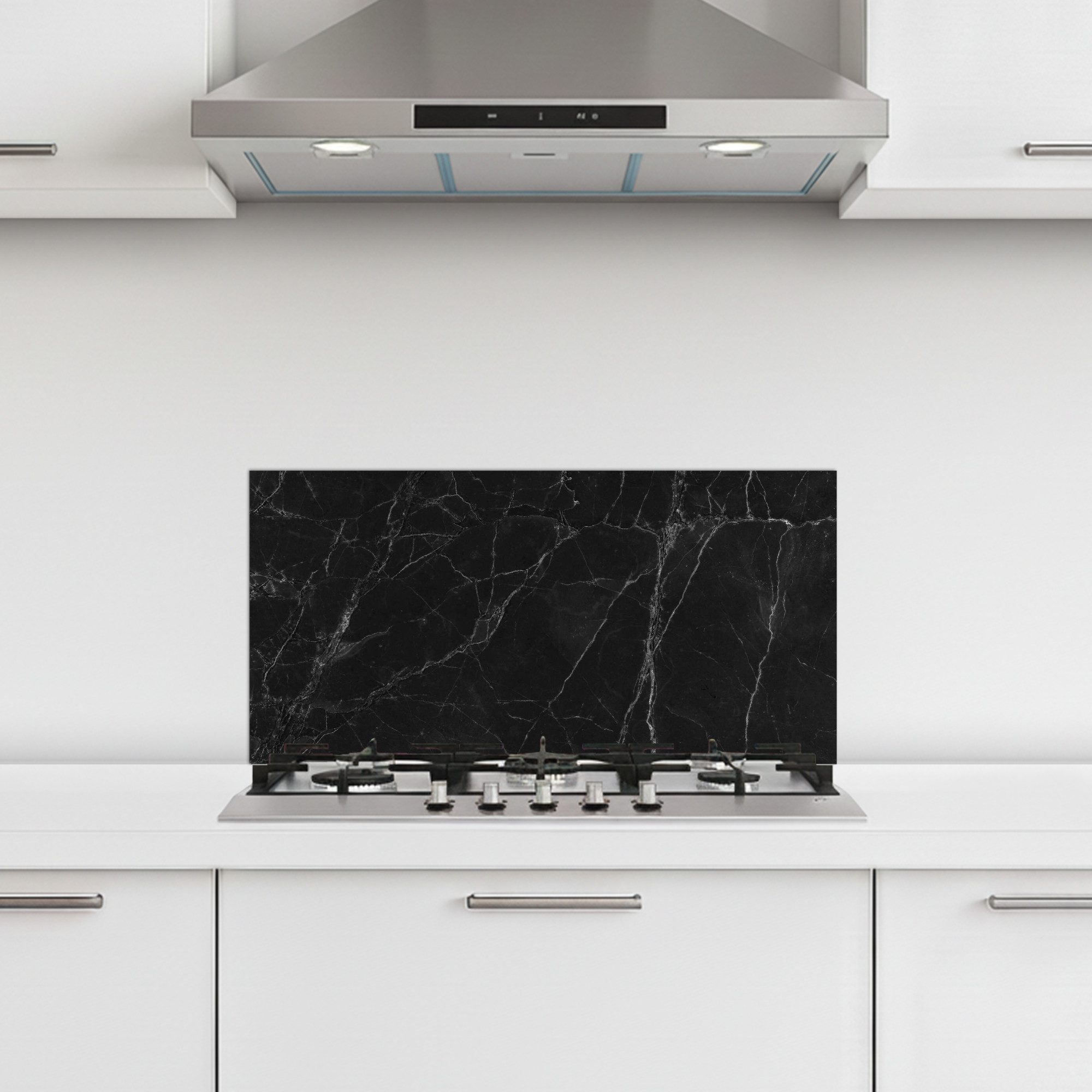 KitchenYeah Küchenrückwand selbstklebend (keine Folie) Marmor - Schwarz, (1-tlg), Küchenrückwand, Spritzschutz, Kitchen, 60x30 cm