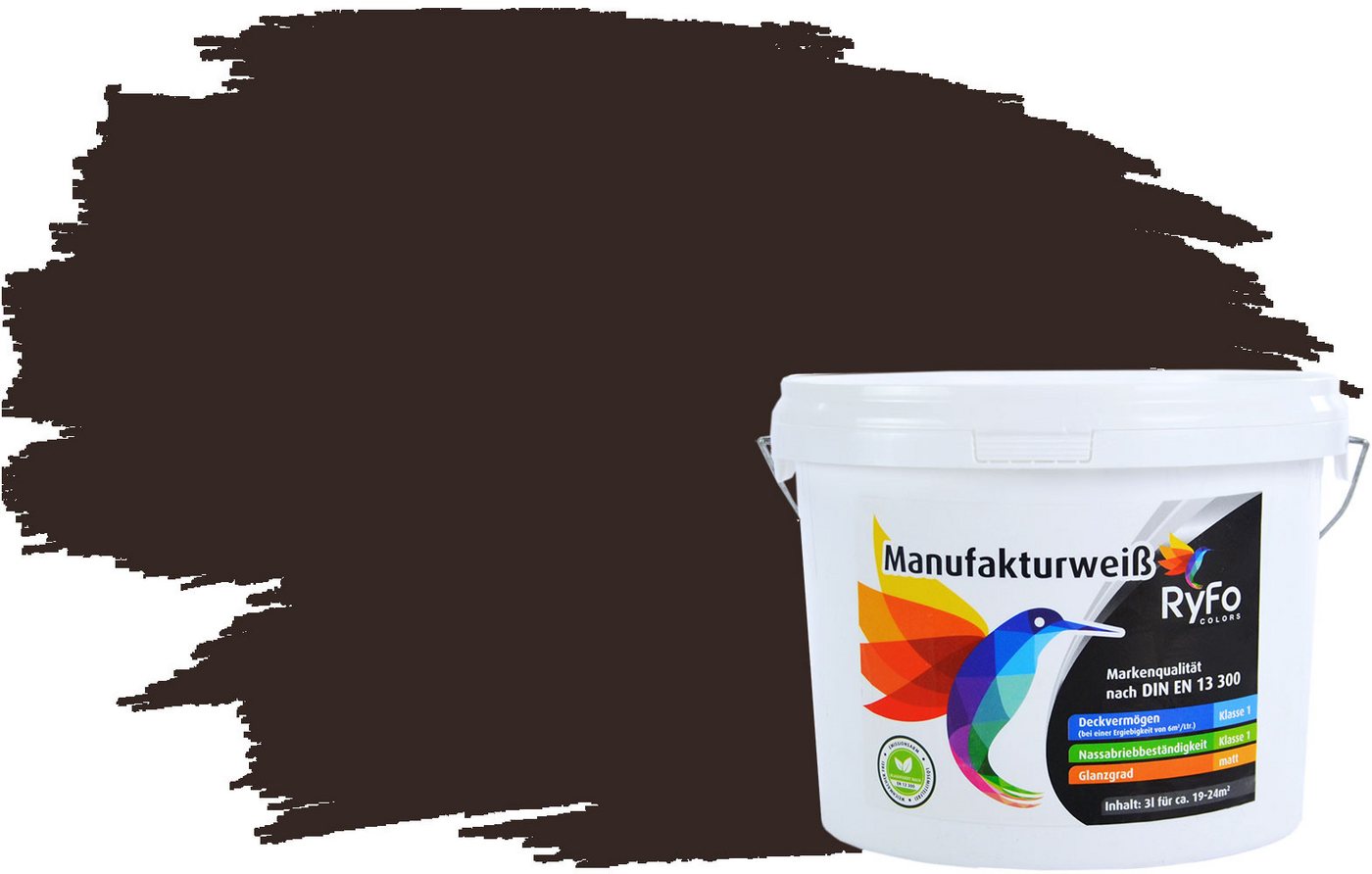 RyFo Colors Wand- und Deckenfarbe Manufakturweiß Brauntöne, 1× streichen, 1 L reicht für ca. 8 m², Deckkraft-/Nassabriebklasse 1, matt, atmungsaktiv, für Innenräume