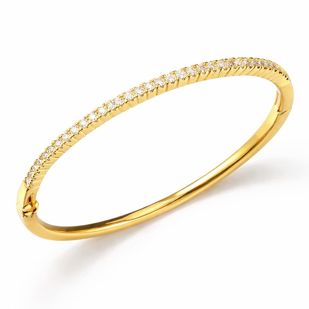 ROUGEMONT Armreif Funkelnder Damen Armreif Zirkonia Armspange Gold, Hypoallergen
