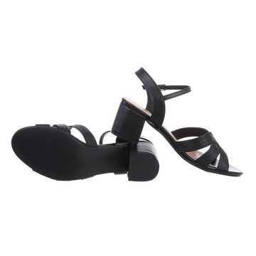 Ital-Design Damen Abendschuhe Elegant Sandalette Blockabsatz Sandalen & Sandaletten in Schwarz