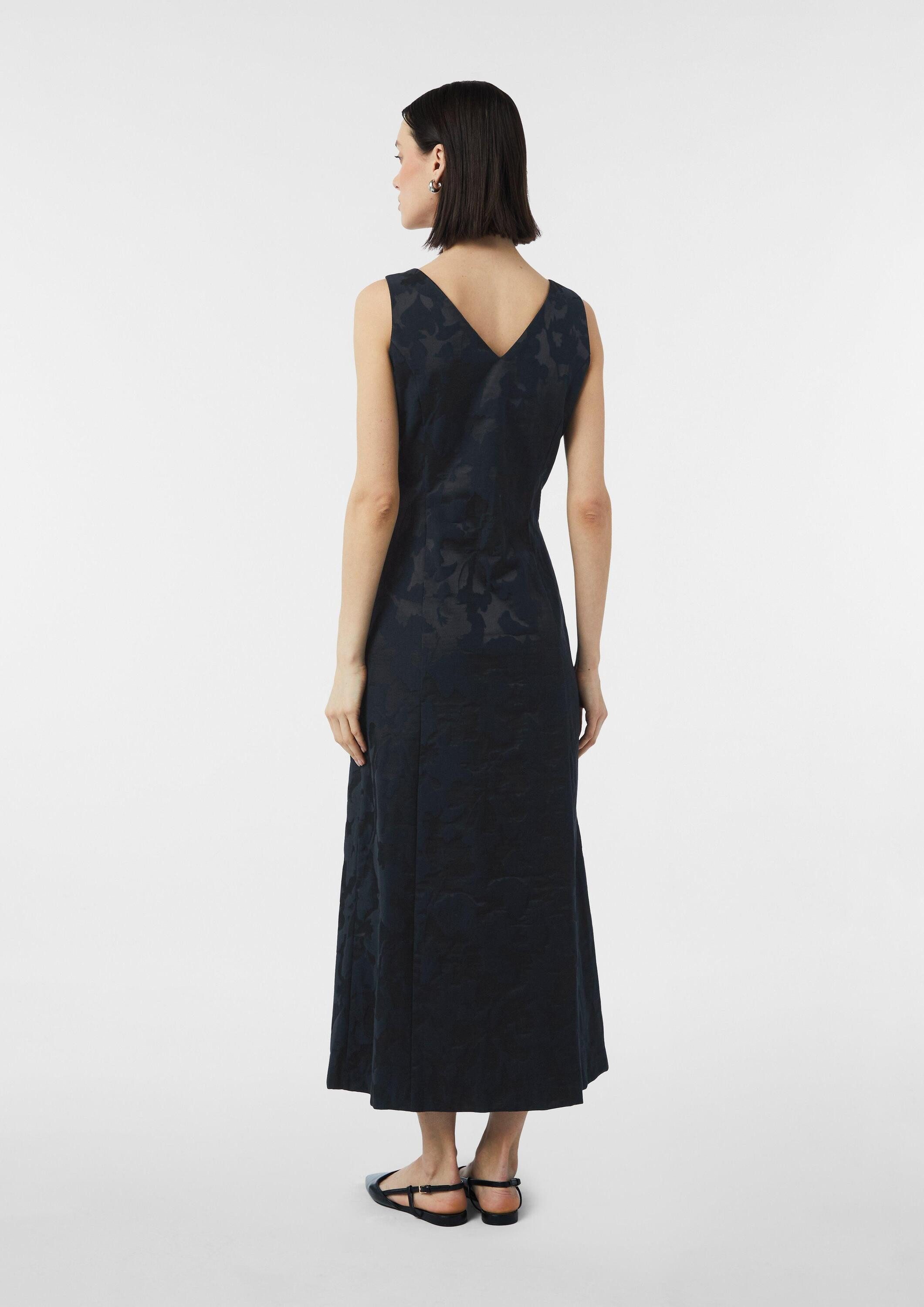 comma Midikleid Kleid Antailliertes Kleid aus Jacquard mit U-Boot-Ausschnitt