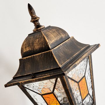 hofstein Außen-Wandleuchte »Roccascalegna« Außenleuchte, Metall/Glas, Schwarz/Gold-antik, Orange, ohne Leuchtmittel, Vintage Wandlampe mit Lichteffekt E27, IP44 Klar