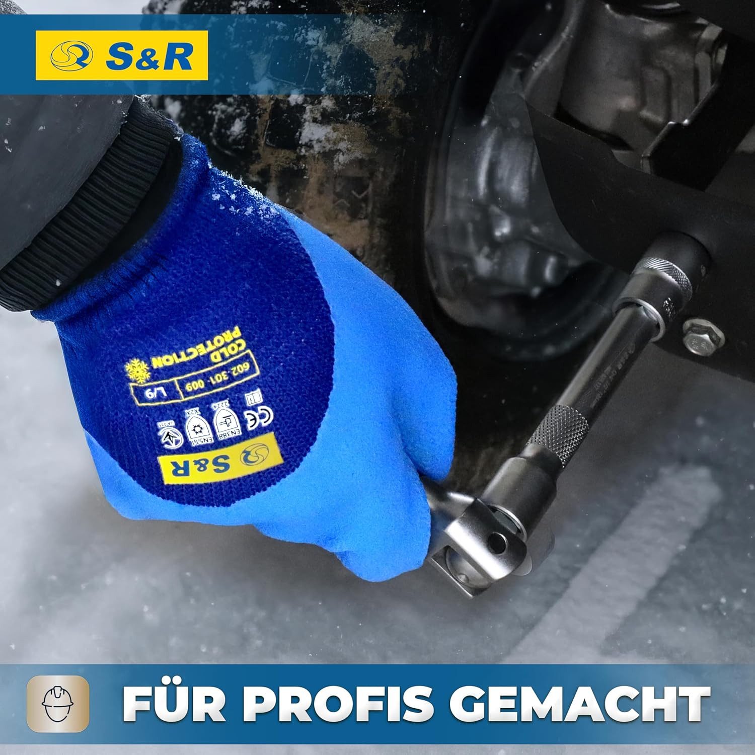 S&R Arbeitshandschuhe PROFI Wärme-Arbeitshandschuhe, 3/4 Anti-Rutsch Latexbeschichtung (Set, 4-St., 2 Paar XL / 10) gefütterte Thermo-Schutzhandschuhe für Industrie, Lagerwesen, KFZ