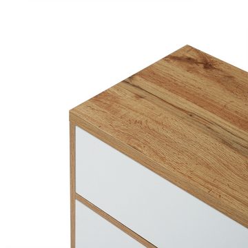 XDeer TV-Schrank TV-Tisch TV-Ständer Wohnzimmermöbel in Weiß und TV-Ständer, (Holzfarben Lowboard Fächern und Türen im natürlichen)